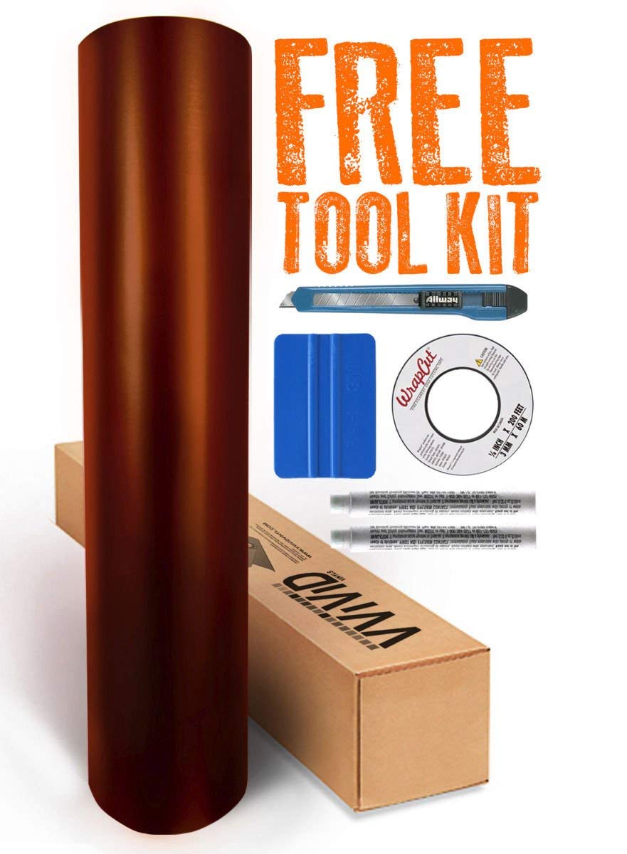 Copper Satin Chrome Car Wrap 25Ft X 5Ft With Tools Stretch Conform Cast Vinyl Vvivid8