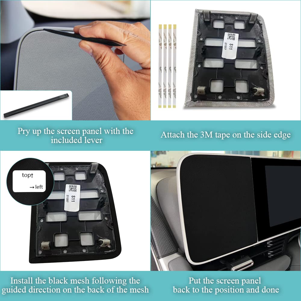 Bestevmod For Ioniq5 Lhd Screen Side Mesh Panel Black Wrap Compatible With Hyundai Ioniq 5 2022 2023 2024 Screen Accessories