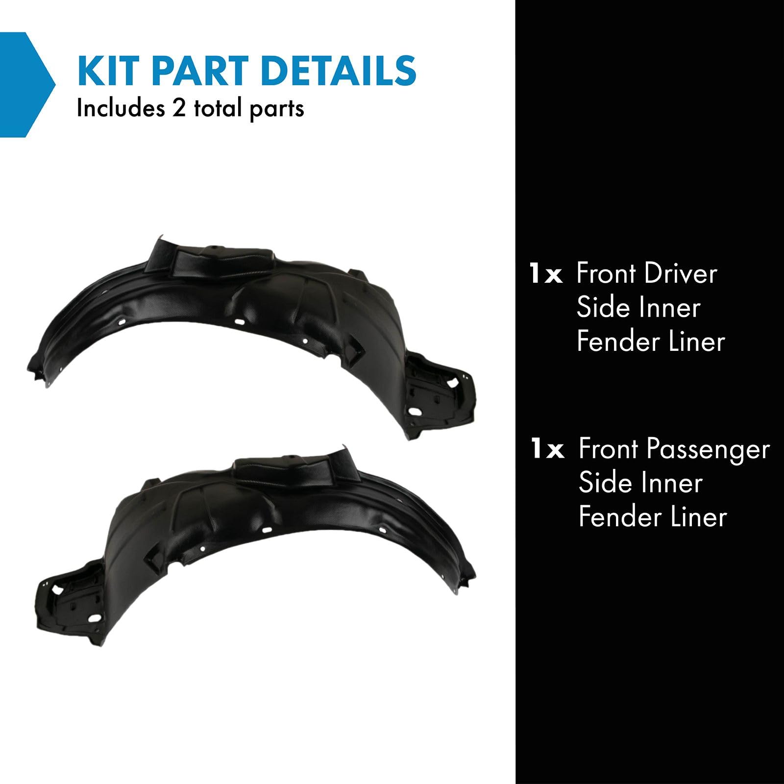 Trq Front Inner Fender Liner Set Compatible With 2007-2008 Honda Fit Ho1250111 Ho1251112