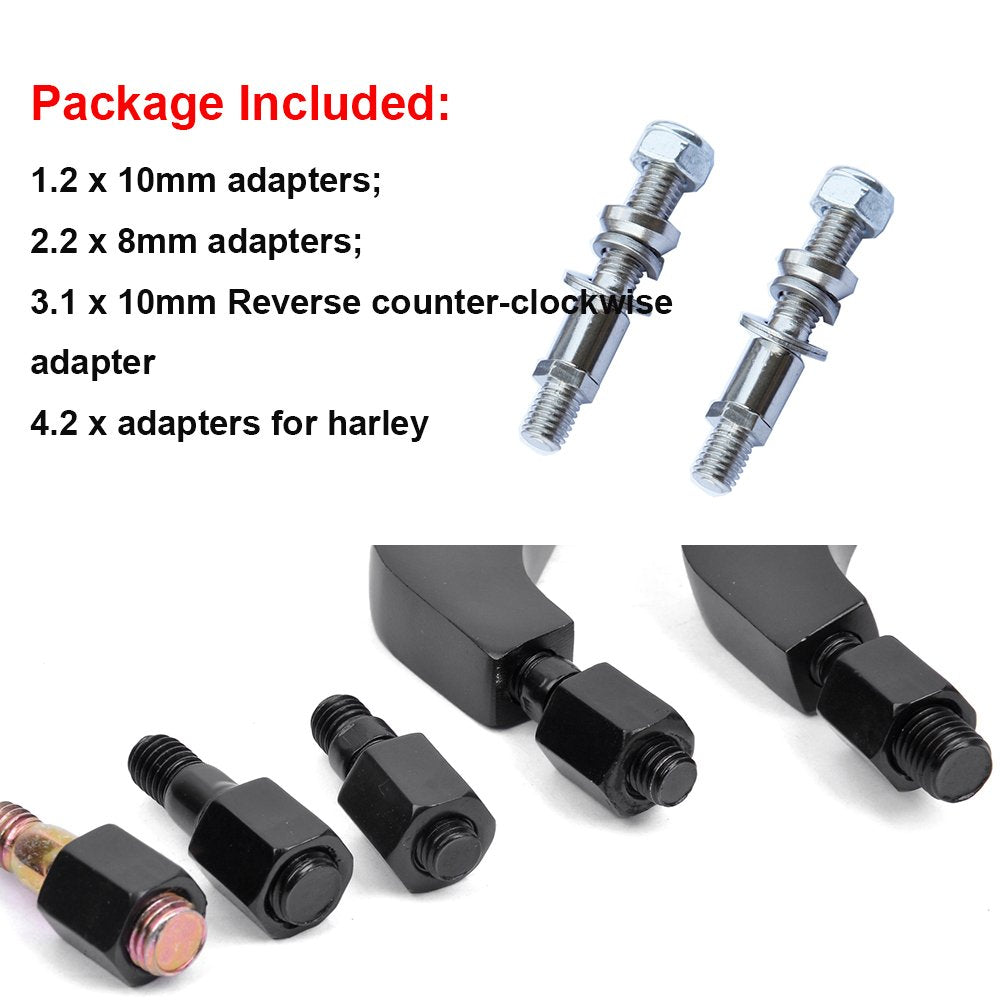 Black Universal Motorcycle Rearview Side Mirrors Compatible With Honda Kawasaki Suzuki Harley Bolt (Black-Harley)