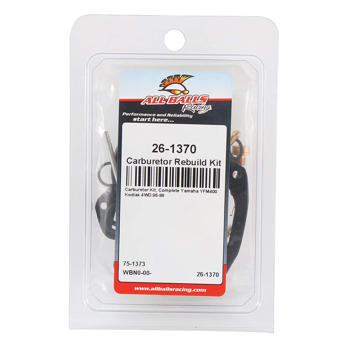 All Balls 26-1370 Carburetor Repair Kit (26-1370 Yamaha YFM400 Kodiak 2x4/4x4 1996-1998)