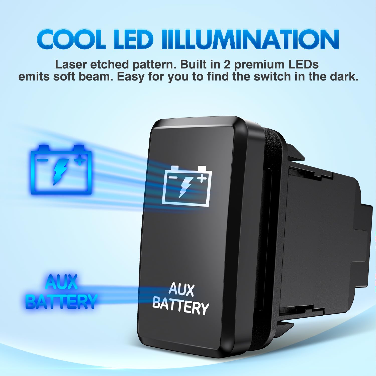 Nilight Aux Battery Push Button Switch 12V On Off Switches With Connector Wire Kit 1.54'' X 0.83'' Replacement For Toyota Fj Cru