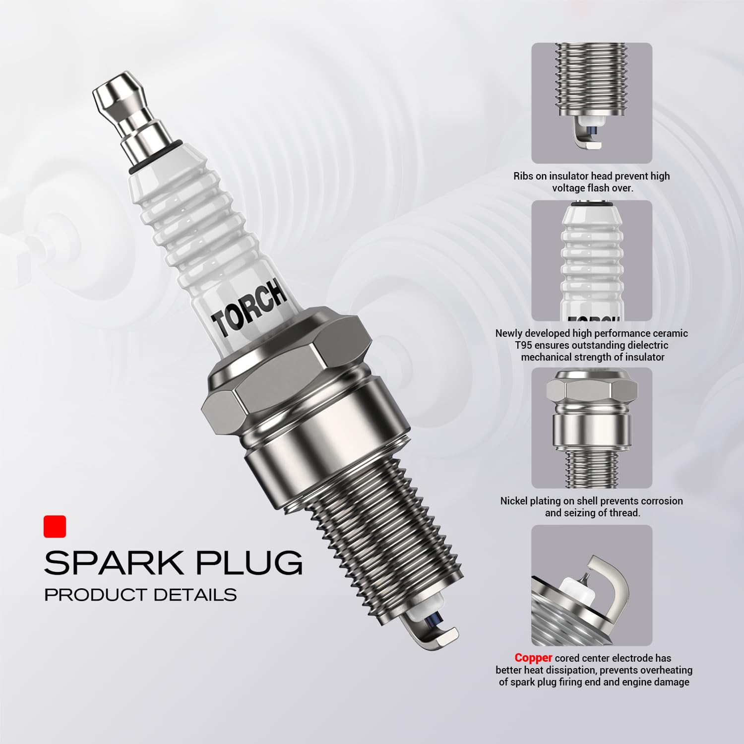 2PK TORCH F7RTC Spark Plug Replace for NGK 5534/BPR7ES V-line-19, for Bosch 7992/WR5DC 4038/WR5DP, for Champion 332/RN7YC 415/RN