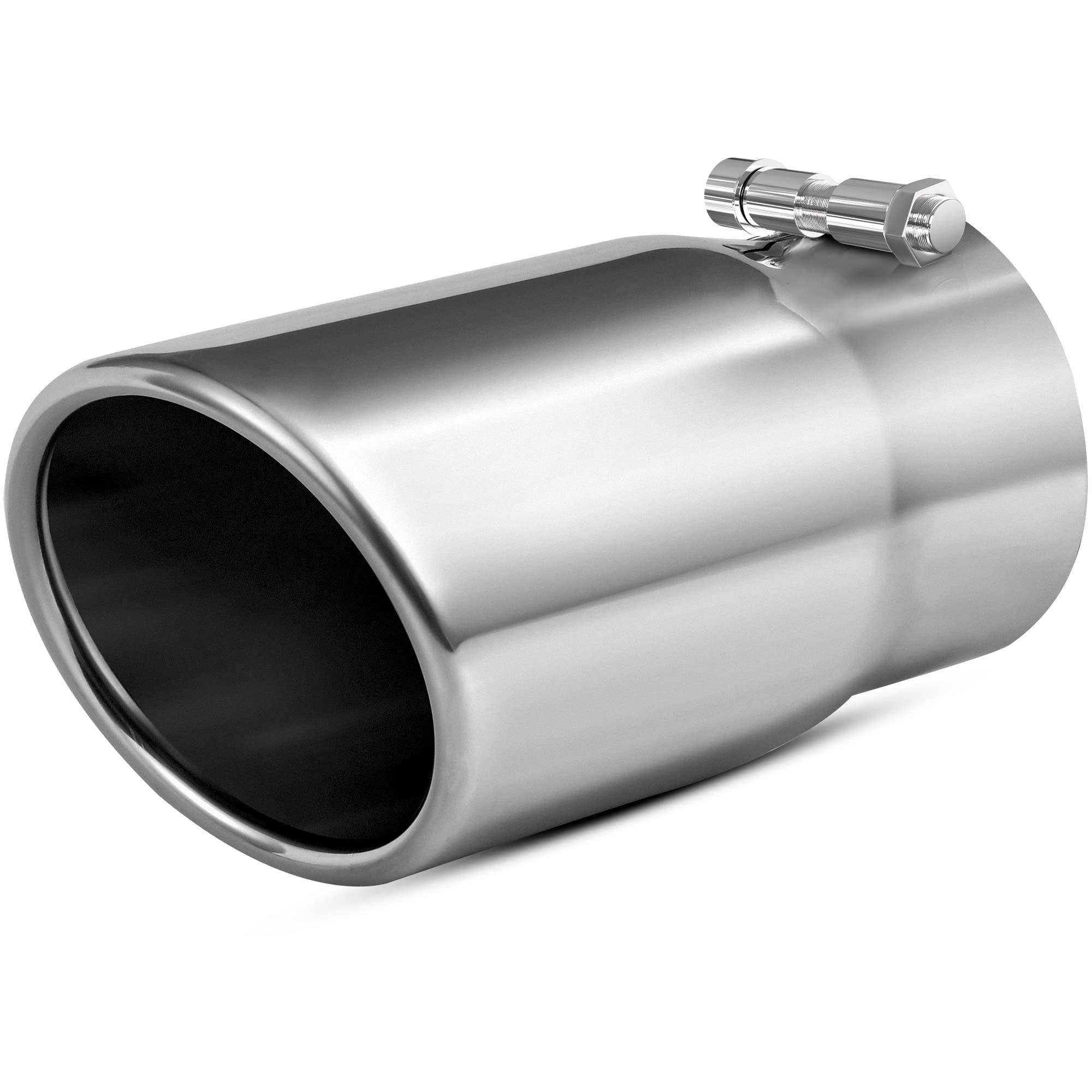 Autosaver88 2.5 Inch Inlet Exhaust Tip, 2.5'' Inlet 3'' Outlet 6'' Overall Length Chrome Polished Stainless Exhaust Pipe Tip For