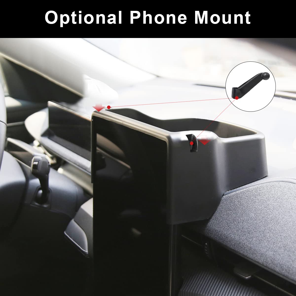 Bestevmod Center Console Dash Storage Box Tray Compatible With Mustang Mach-E Mach E 2021 2022 2023 2024 Interior Accessories 360 Degree Rotatable Phone Holder Dashboard Organizer