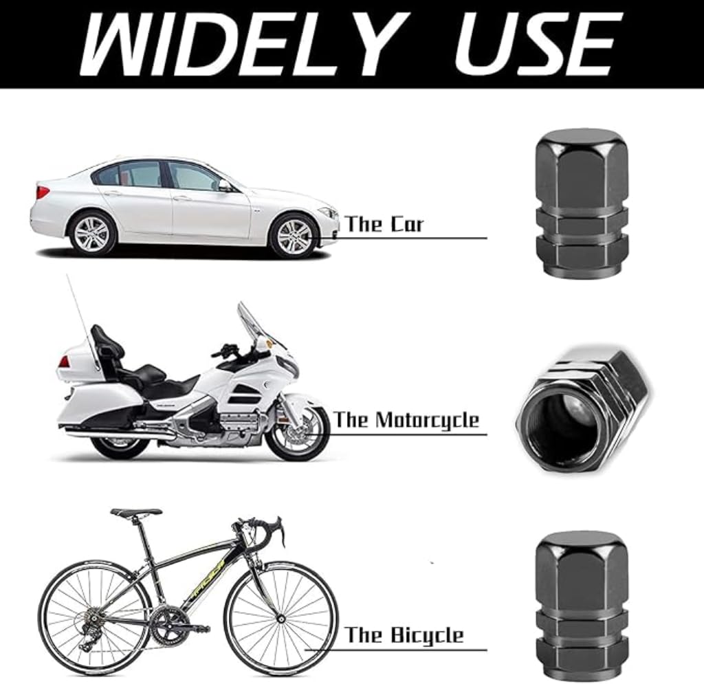 Justtop Car Tire Valve Stem Caps, 12Pcs Air Caps Cover, Universal For Cars, Suvs, Bike, Trucks And Motorcycles-Grey