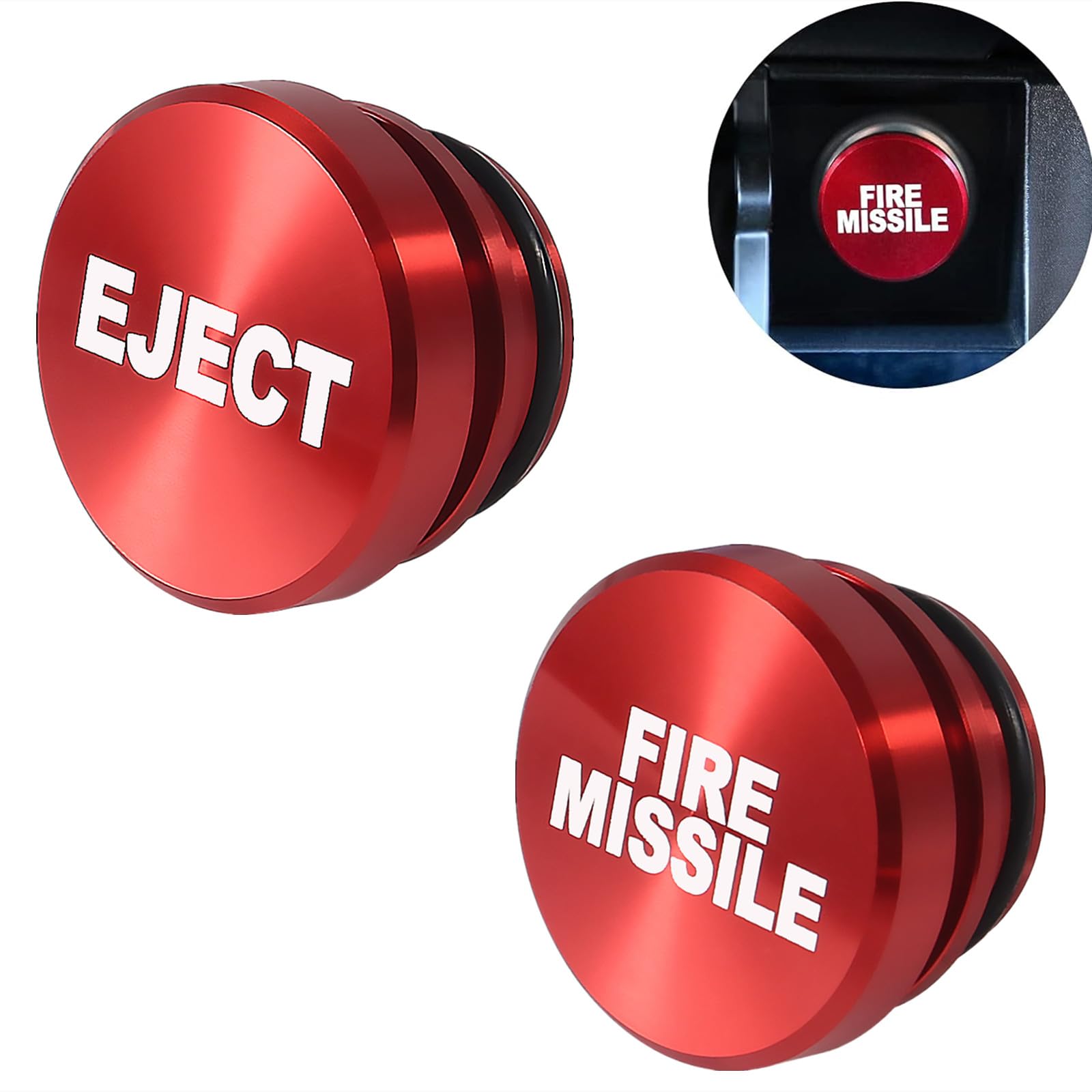 Melife 2 Pack Billet Aluminum Car Cigarette Lighter Plug Replacement, Eject Button Fire Missile Button Universal Push Button Fit