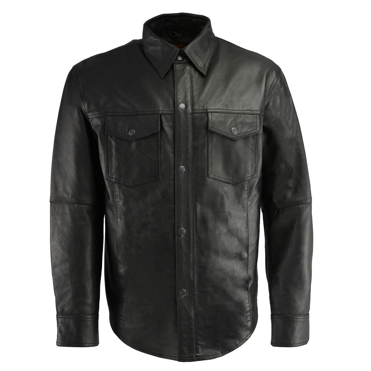 Milwaukee Leather LKM1601 Men's Black Lightweight Snap Front Casual Biker Leather Shirt - 2X-Large