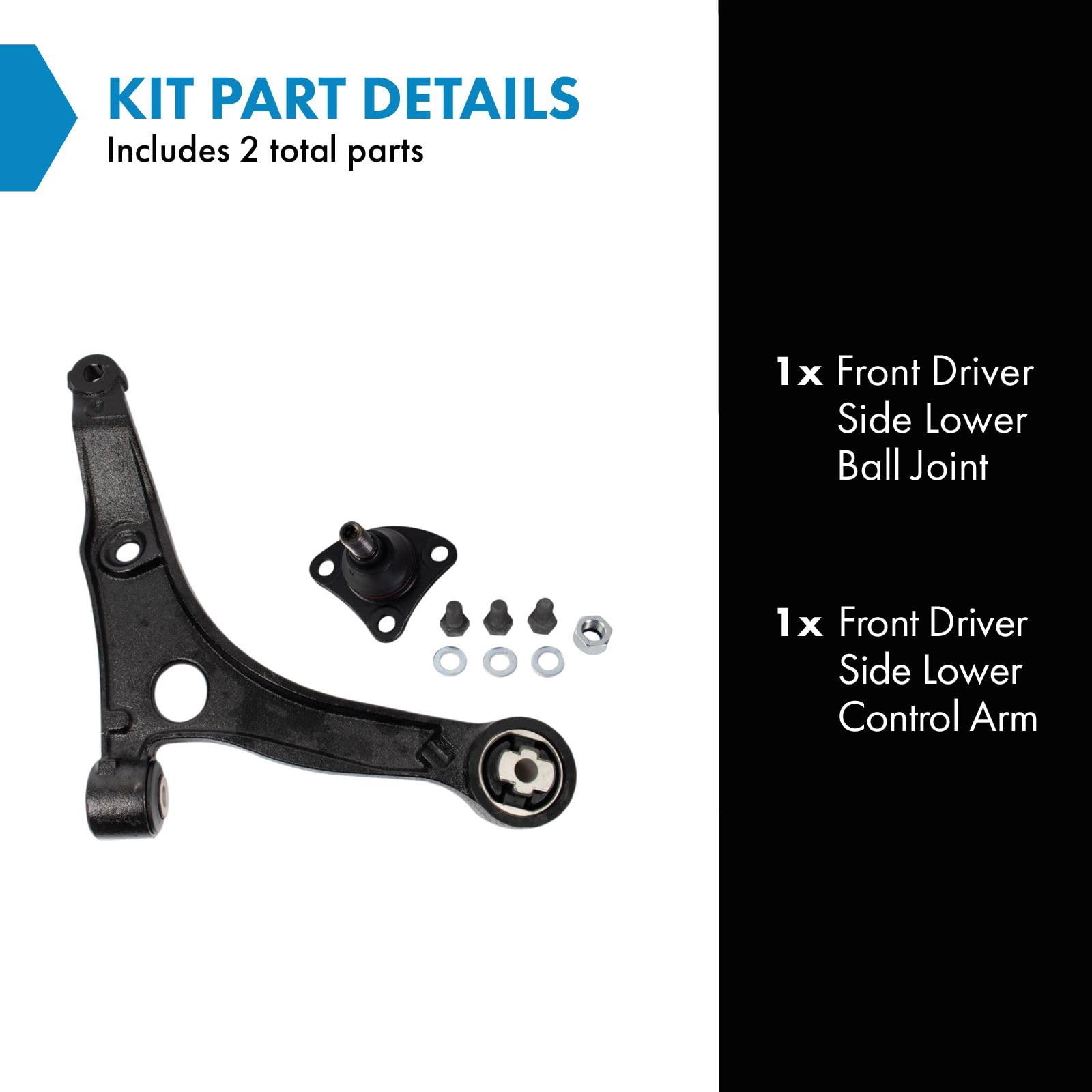 Trq Front Left Lower Control Arm With Ball Joint Set Drivers Side Compatible With 2014-2022 Ram Promaster 1500 Promaster 2500 Pr