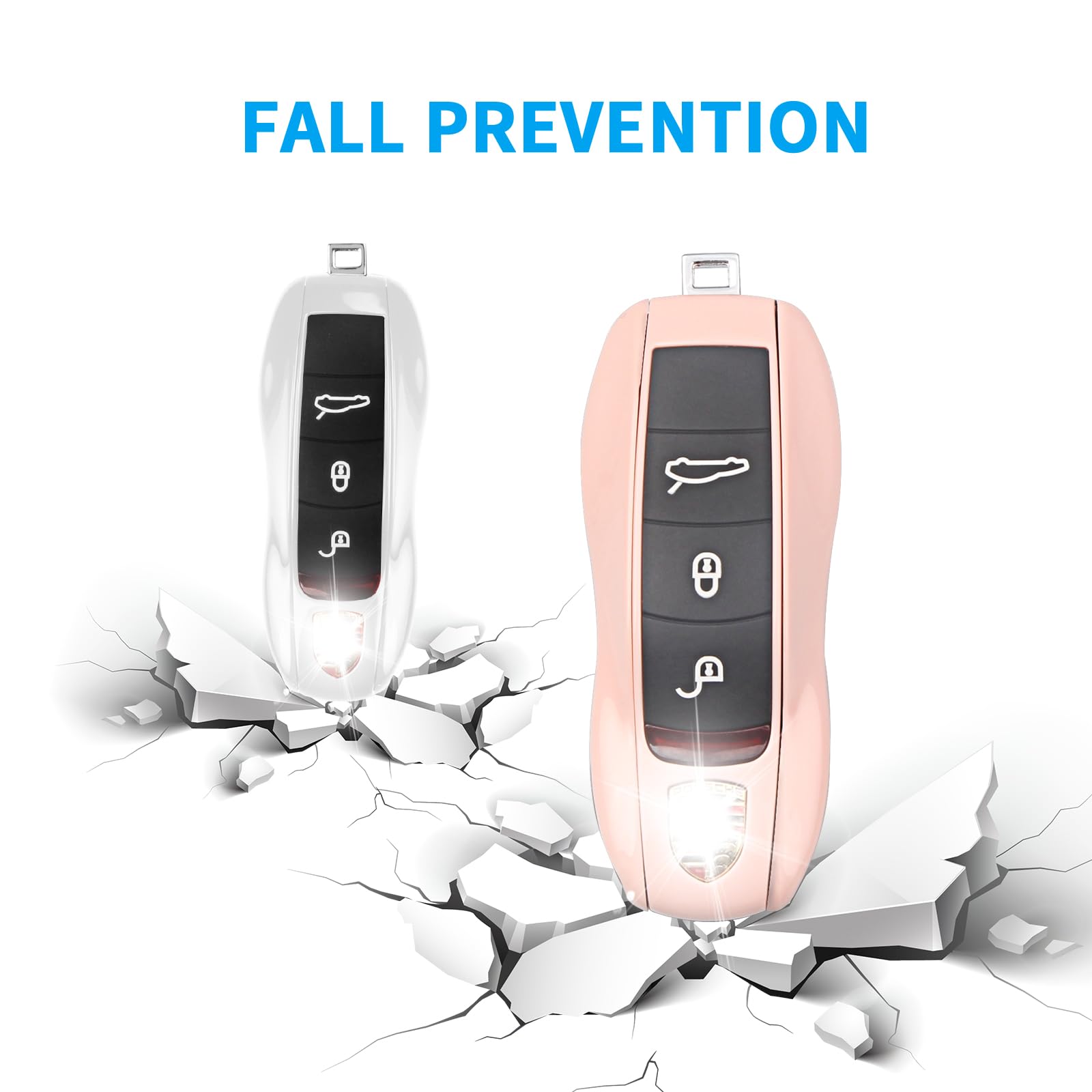 Qbuc For Porsche Key Fob Cover,3-Piece Painted Key Shell Compatible With Porsche Cayenne Panamera Macan Cayman (Morandi Pink)