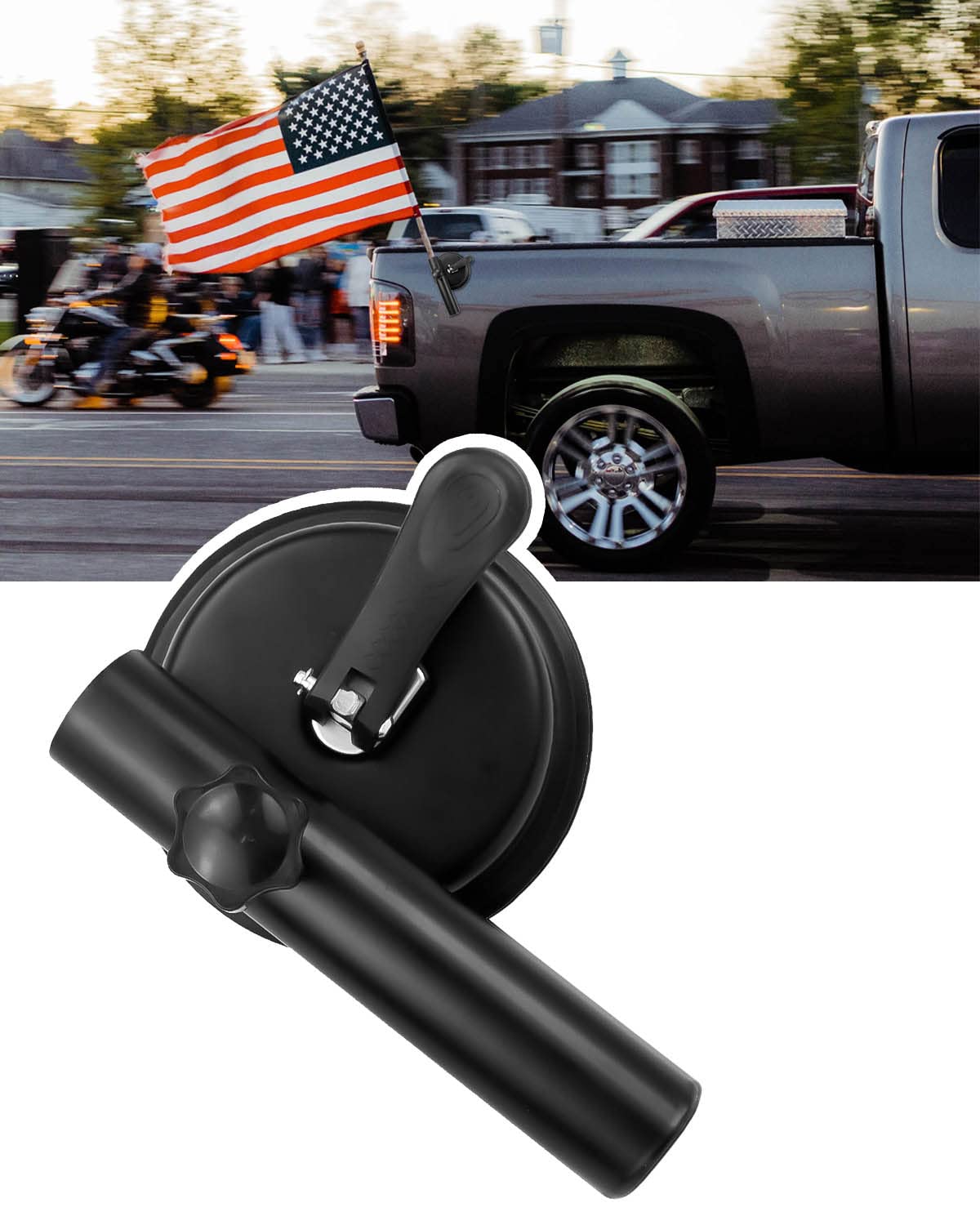 Flag Pole Holder Suction Cup Style Universal Flag Pole Mounting Bracket Heavy Duty Multi-Function Flagpole Bracket For Rv Truck Car Suv Atv House Wall
