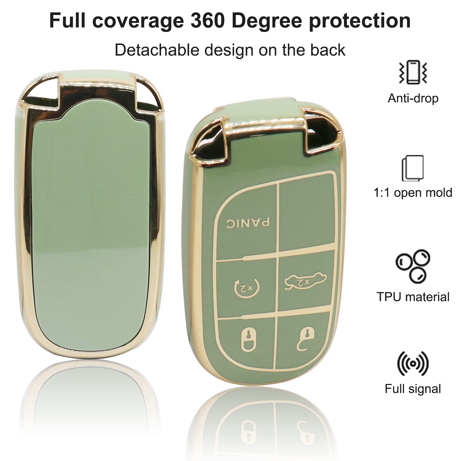 Elegananccy For Jeep Key Fob Cover, Soft Full Protection Key Case Shell Compatible With Jeep Smart Key 3 4 5 Buttons Protector (