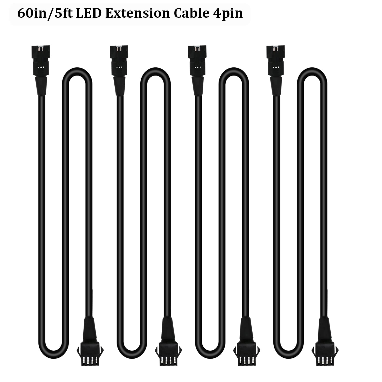 Kingshowstar Rgb Led Extension Cables, 4Pcs 5 Feet Extension Cables And 2Pcs 3 Way Y Splitter For Motorcycle Led Strips, Underglow Neon Accent Light Kit, Rock Light Extension Wire Cord