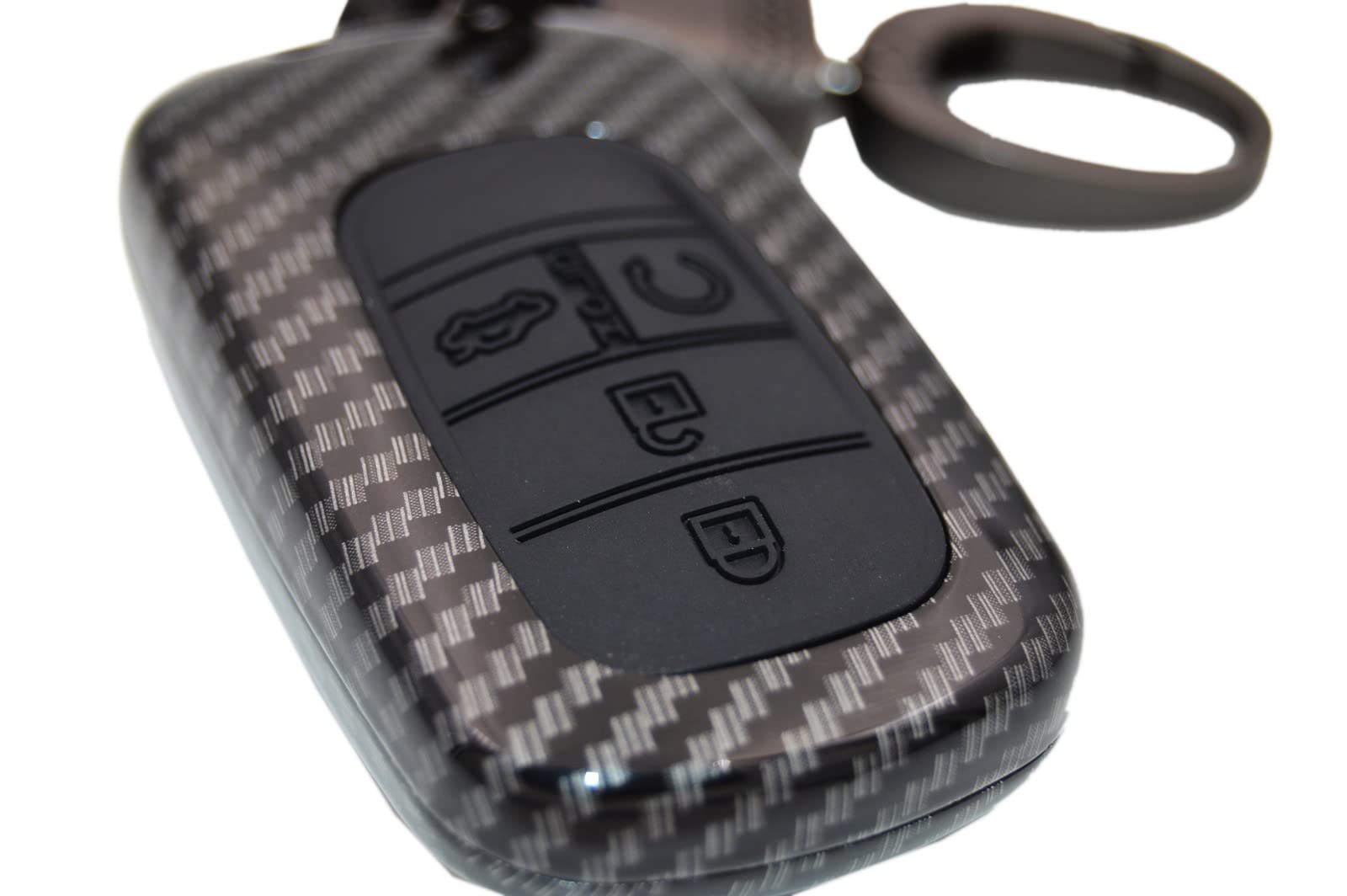 2-Layers Hybrid Combo Carbon Key Fob Cover + Keychain For 2022 2023 Honda Civic Accord Cr-V Hr-V V Pilot Si Ex Ex-L Touring