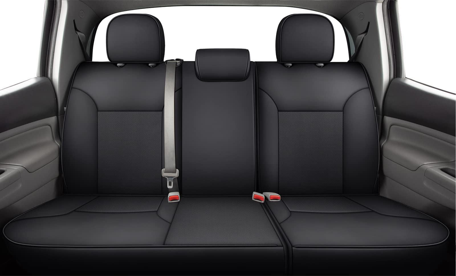 Luckyman Club 2005-2015 Tacoma Custom Fit Seat Covers For Crew Cab With Faux Leather (2005-2015 Black)