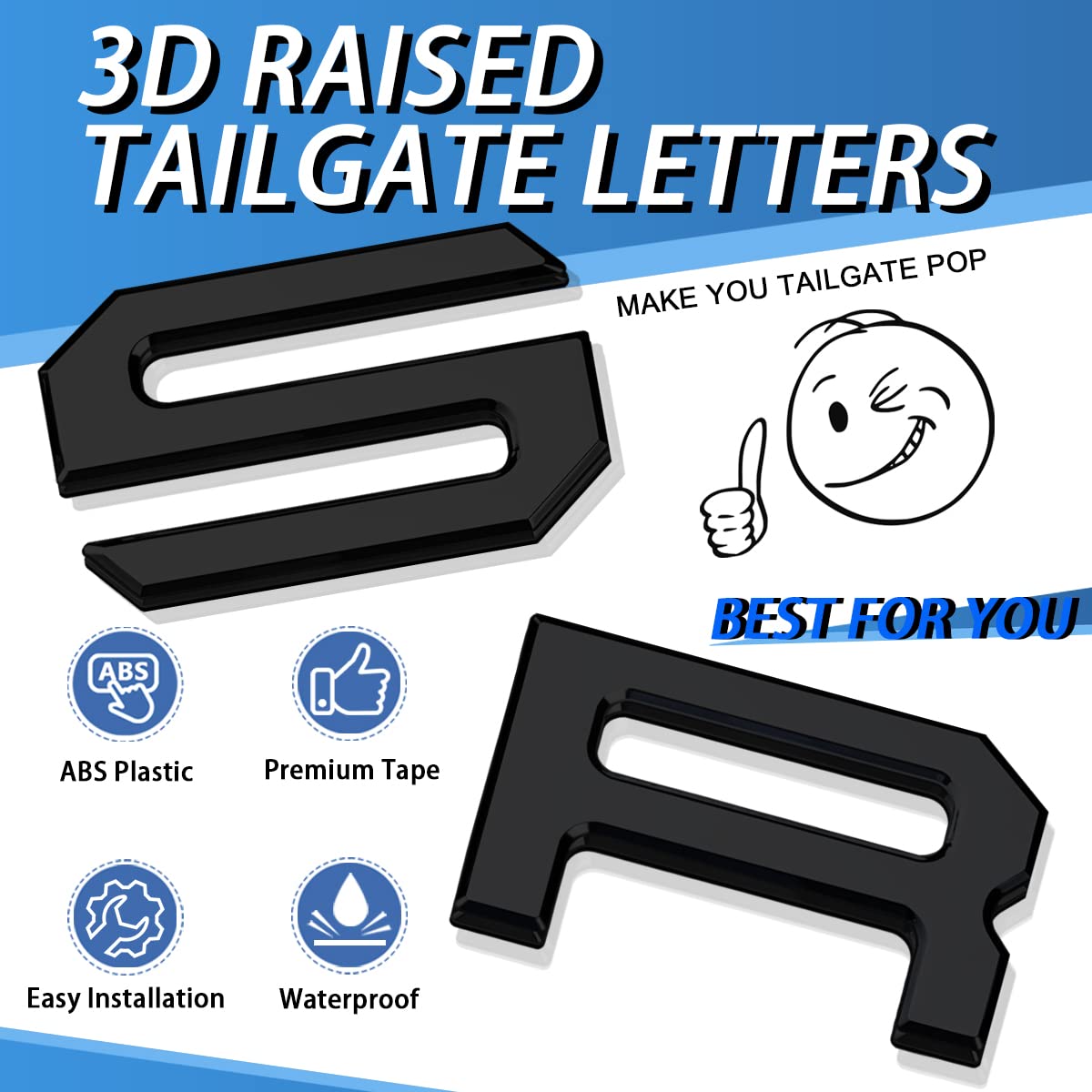 Tailgate Insert Letters Compatible for 2022 2023 Santa Cruz 3M Adhesive & 3D Raised Tailgate Decal Letters (Matte Black)