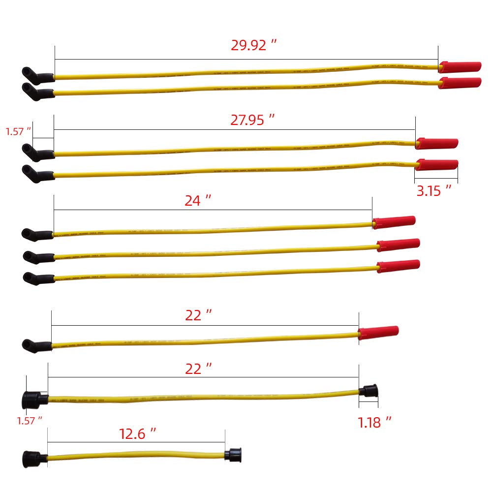 MAS 8mm Spark Plug Wire Compatible with GMC Chevrolet Ford SBC BBC Straight Boot Wires 305 307 327 350 400 396 402 427 454