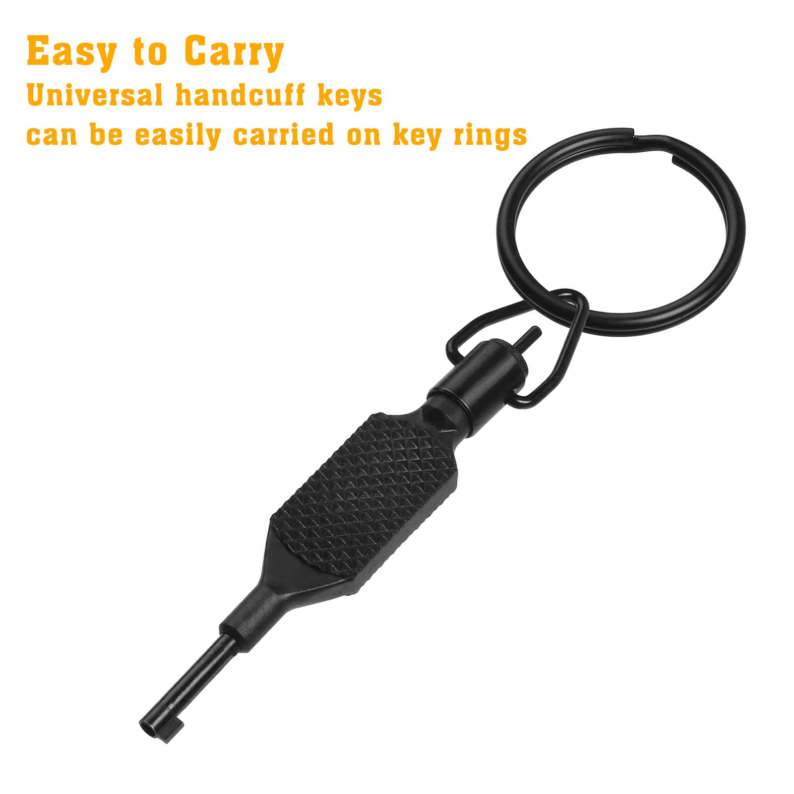 Jotovo Flat Knurled Swivel Key, Universal Standard Handcuff Key 4 Long With Detachable Keyring, Black