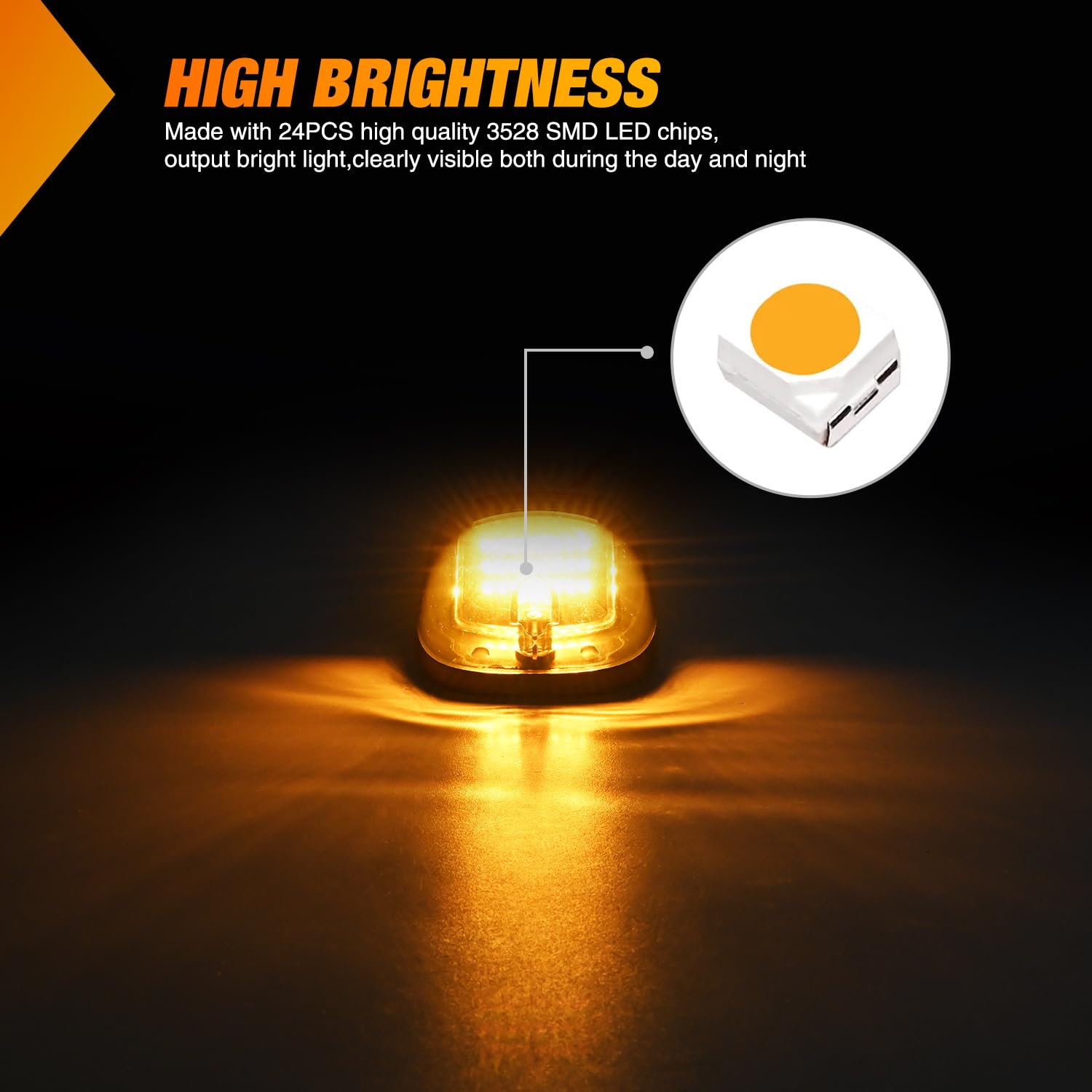 Nilight Led Cab Marker Lights 5 Pcs 24 Led Smoke Lens Amber Clearance Roof Running Light Compatible With 2003-2018 Dodge Ram 150