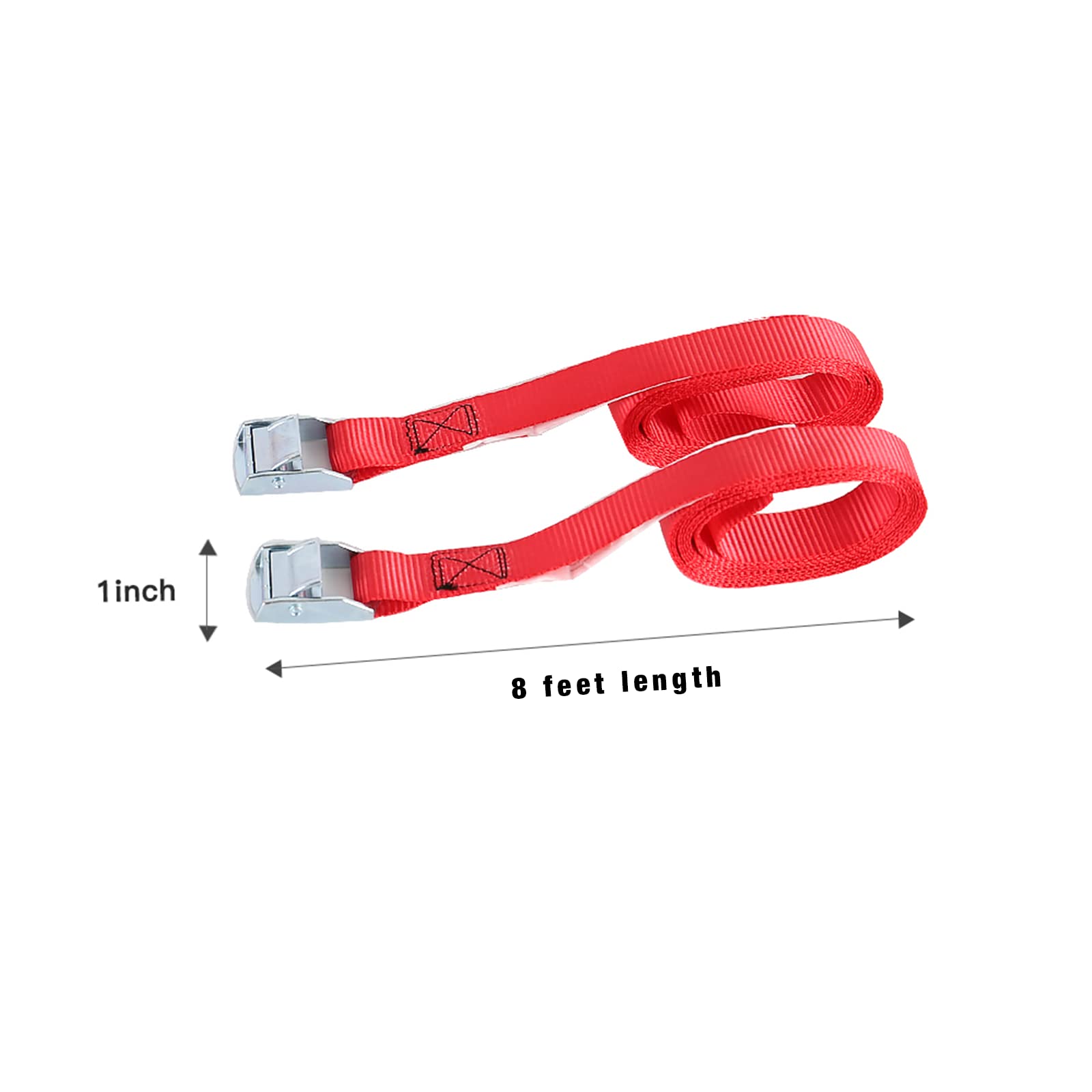 Xstrap Standard Cam Buckle Straps 6Pk 8Ft Powersports Tie-Downs 1-Inch Red Lashing Straps With Carry Bag, Ideal For Securing Cargo, Luggage, Bicycles
