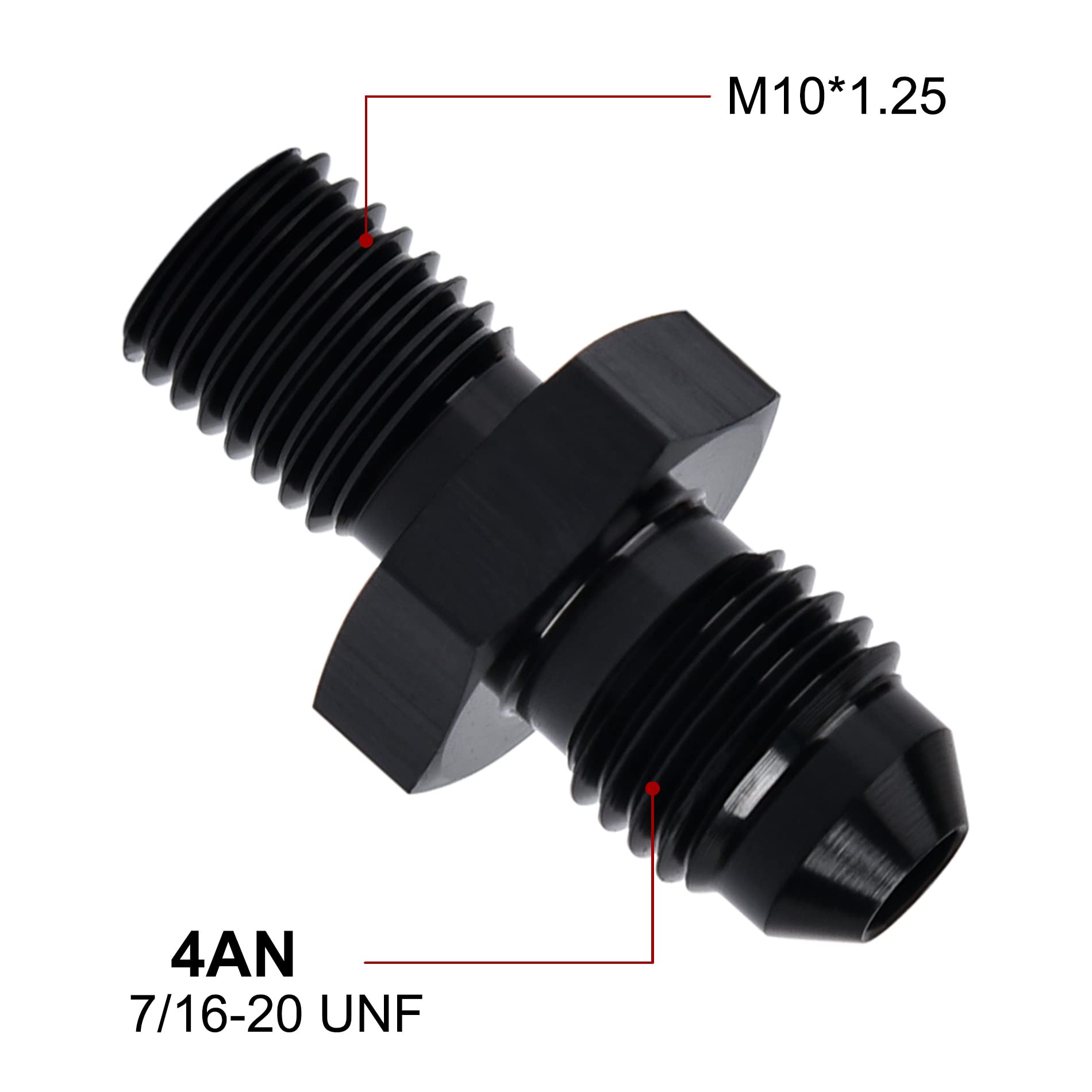 Evil Energy 4An Male Flare To M10 X 1.25Mm Male Metric Fitting Adapter Aluminium Alloy 2Pcs