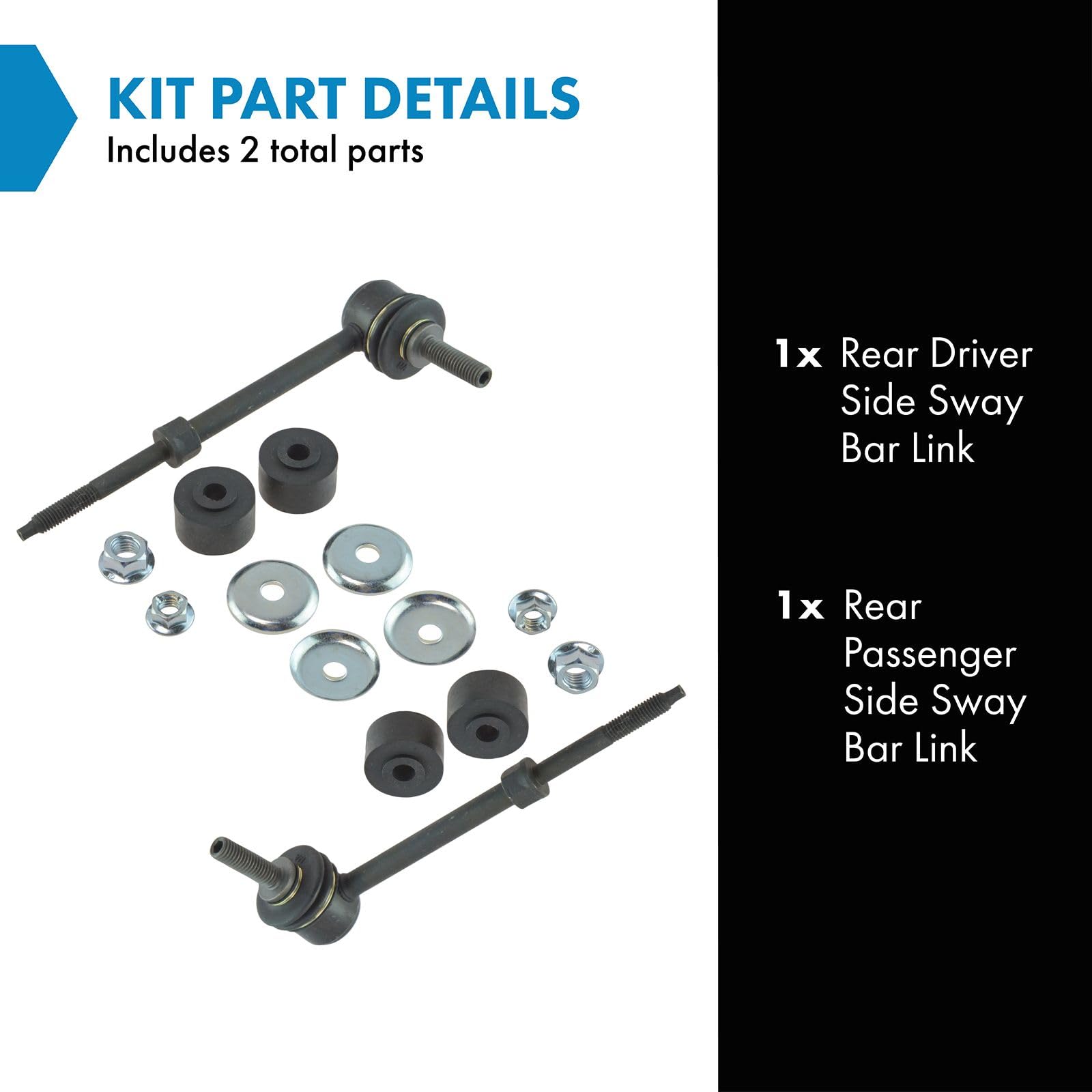 Trq Rear Sway Bar Stabilizer Link Set Compatible With 2012-2015 Chevrolet Captiva Sport 2007-2009 Equinox Pontiac Torrent 2008-2