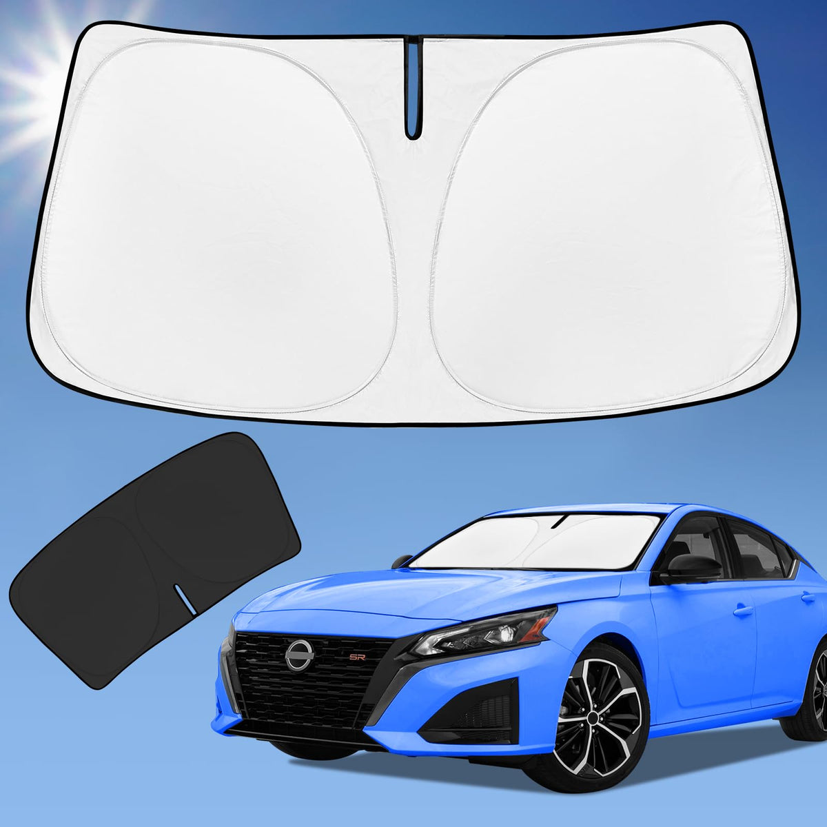 Sun Shade Sunshade for Nissan Altima Windshield Cover, 4-Layer Front Window Shade Custom fit Altima 2019-2024 Sun Visor 240T Ret