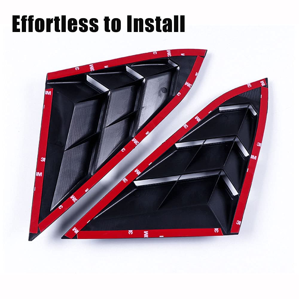 Machswon For 10Th Gen Civic Rear Side Window Louvers Racing Style Triangular Window Glass Blinds For Honda Civic Sedan 2021 2020 2019 2018 2017 2016 -Carbon Fiber With Red Trim