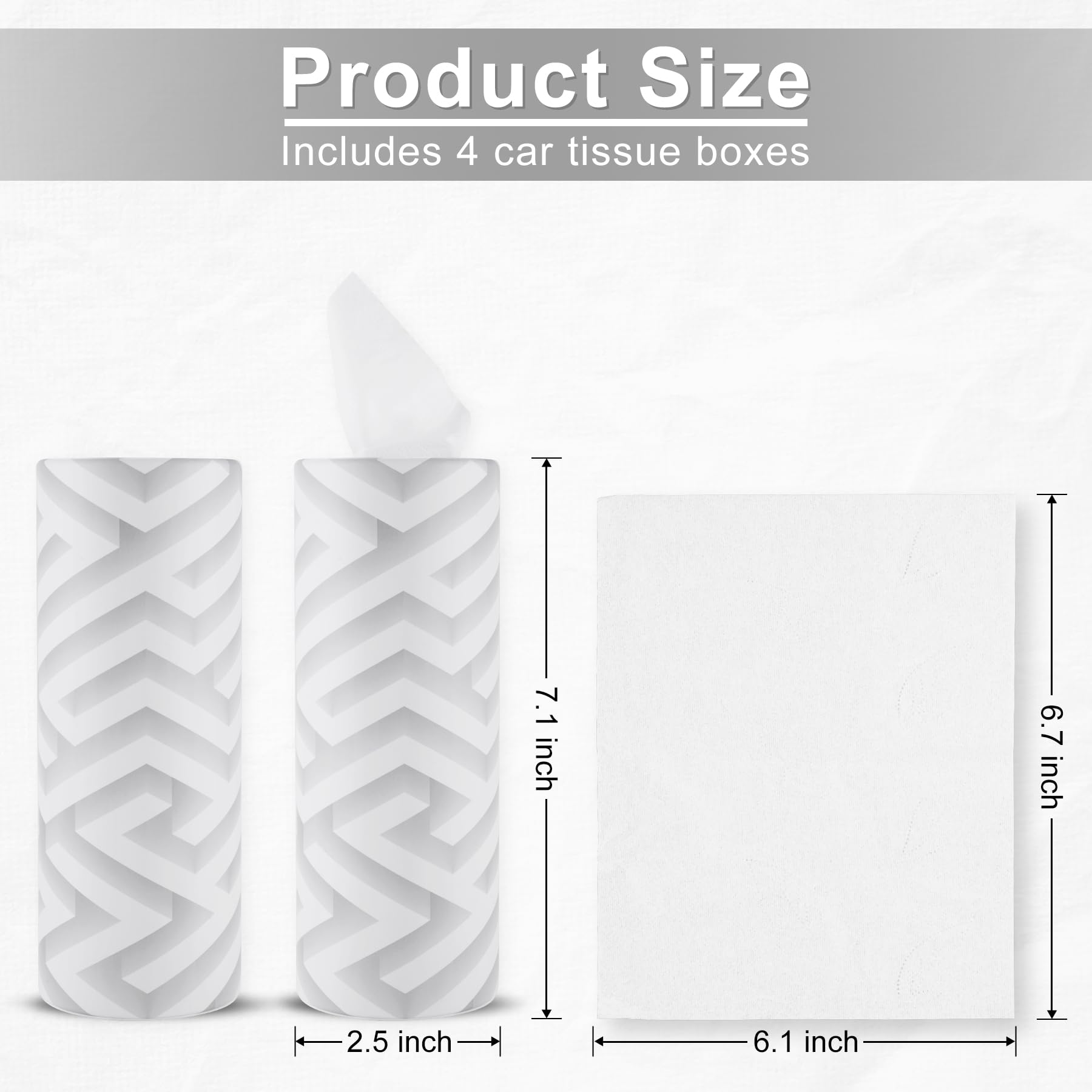 SINGARO Car Tissue Holder, 4 Pack Car Cup Holder Facial Tissues with Travel Tissue Bag, Quick and Convenient Flower Combination