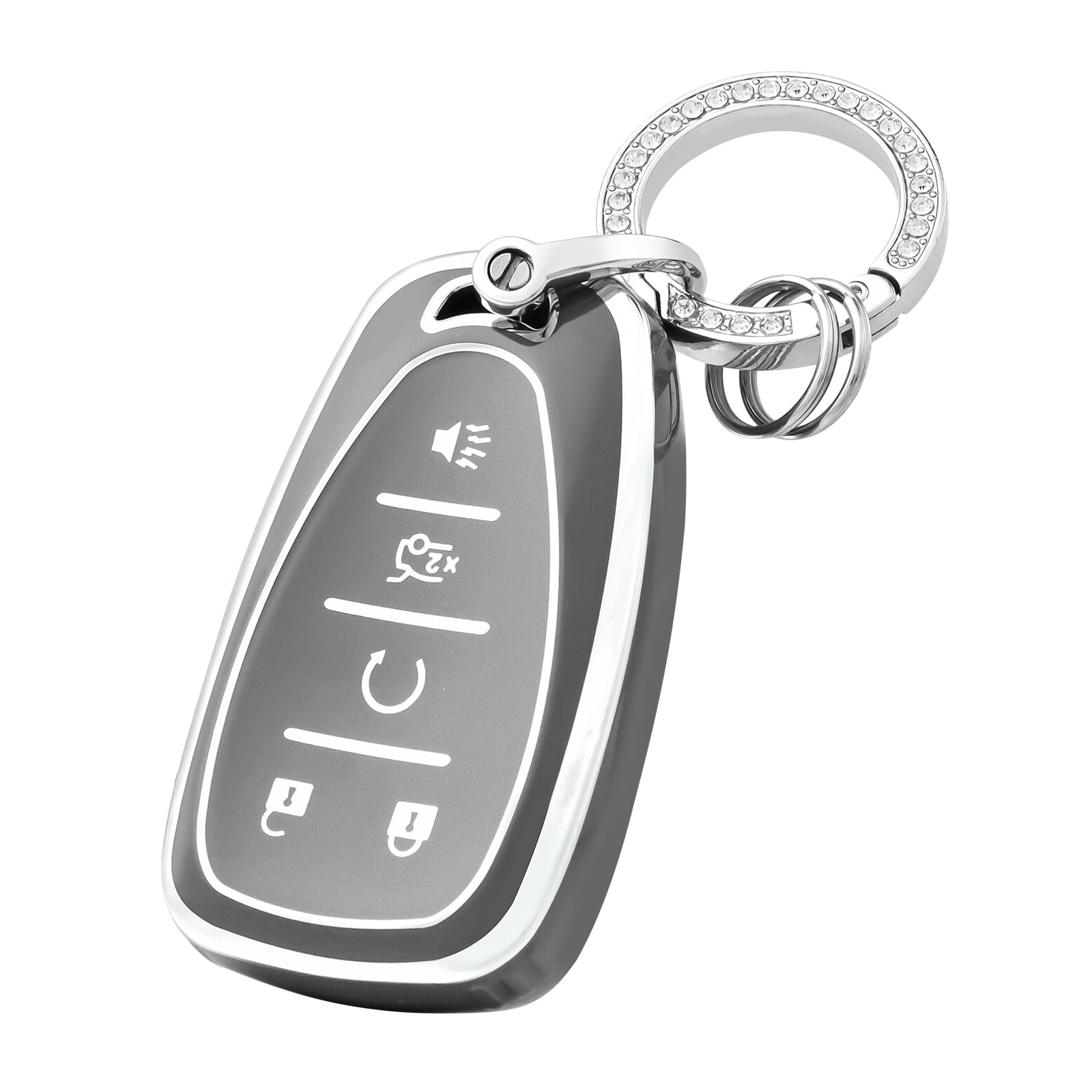 OFFCURVE Car Key Fob Cover Case with Keychain TPU Shell - Smart Key Protector for Chevrolet Chevy Equinox, Malibu, Camaro, Trave