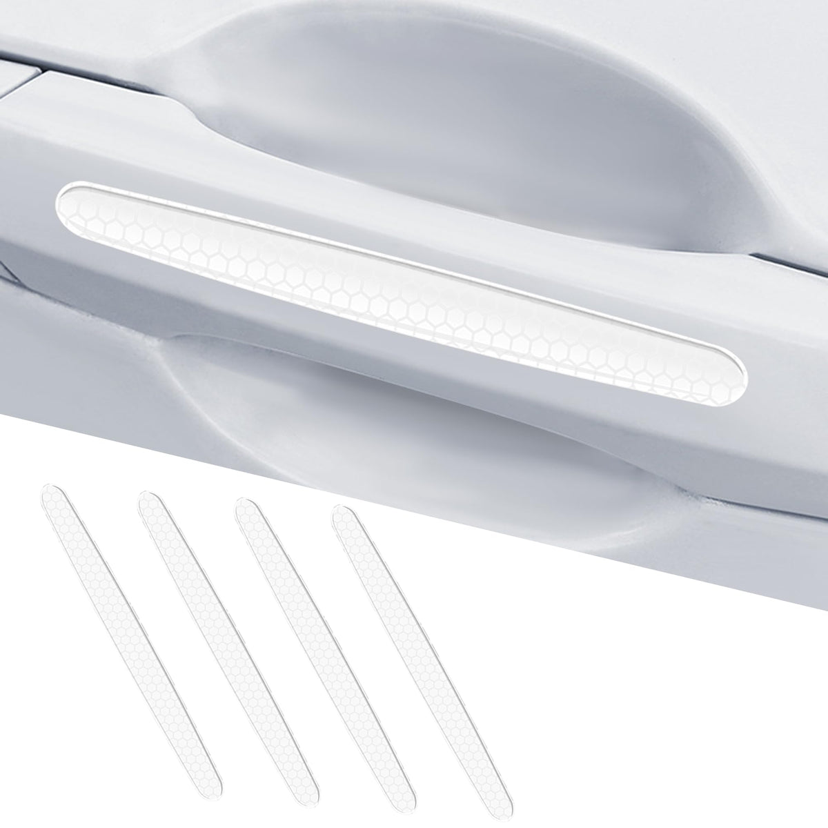 Couslcd 4Pcs Reflective Car Door Handle Bowl Sticker, Car Door Handle Protective Sticker Anti-Scratch, Scratch Collision Protect