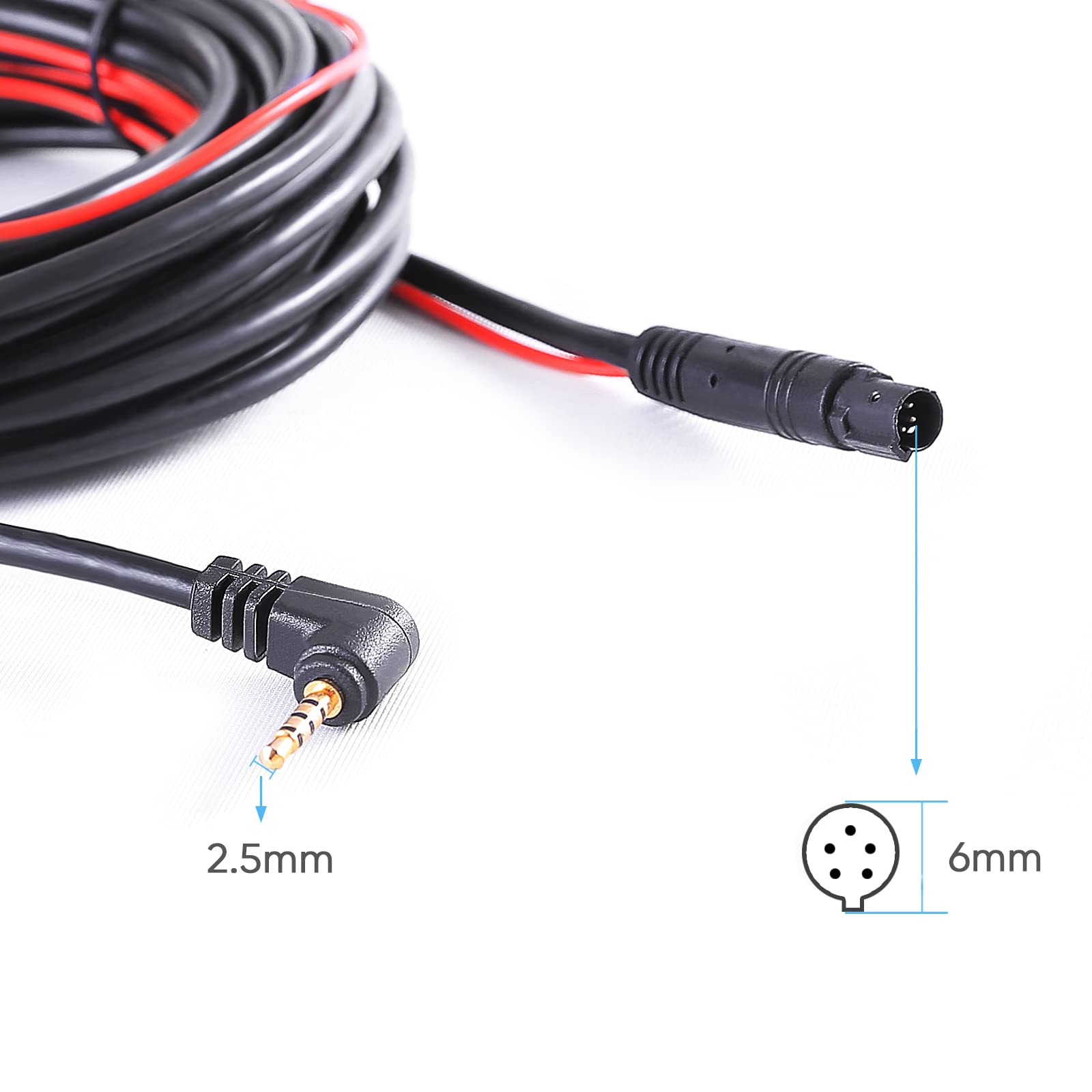 Dash Cam Rear Camera Cable,23 Ft 5 Pin To 2.5Mm Male Plug Wire For Mirror Camera Rear View Camera,Car Recorder Reverse Camera Ba