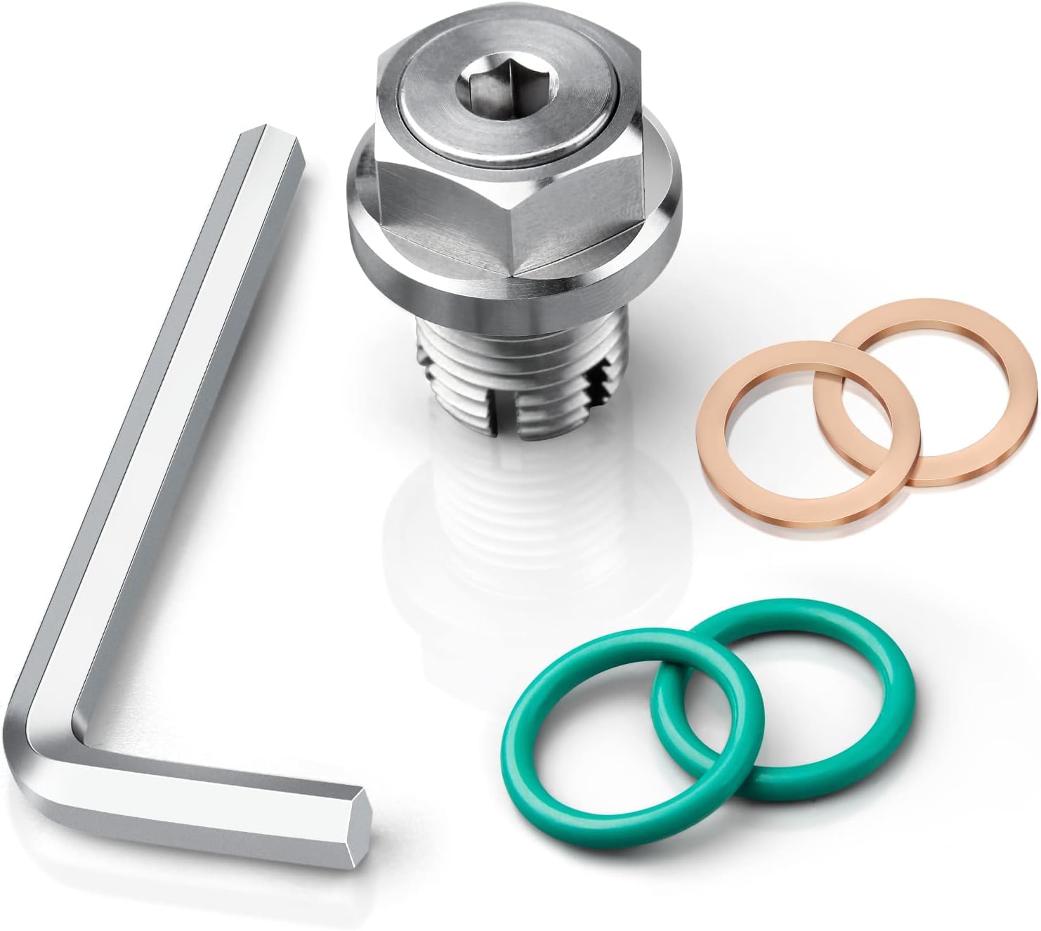 Deefill 1/2-20 Double Oversize Piggyback Oil Drain Plug, Stainless Steel Self Tapping Oil Pan Thread Repair Kit