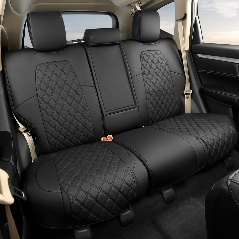 GIANT PANDA Car Seat Covers Full Set Custom Fit for Honda CRV EX,EXL,LX,Touring,Hybrid 2017 2018 2019 2020 2021 2022- Faux Leath