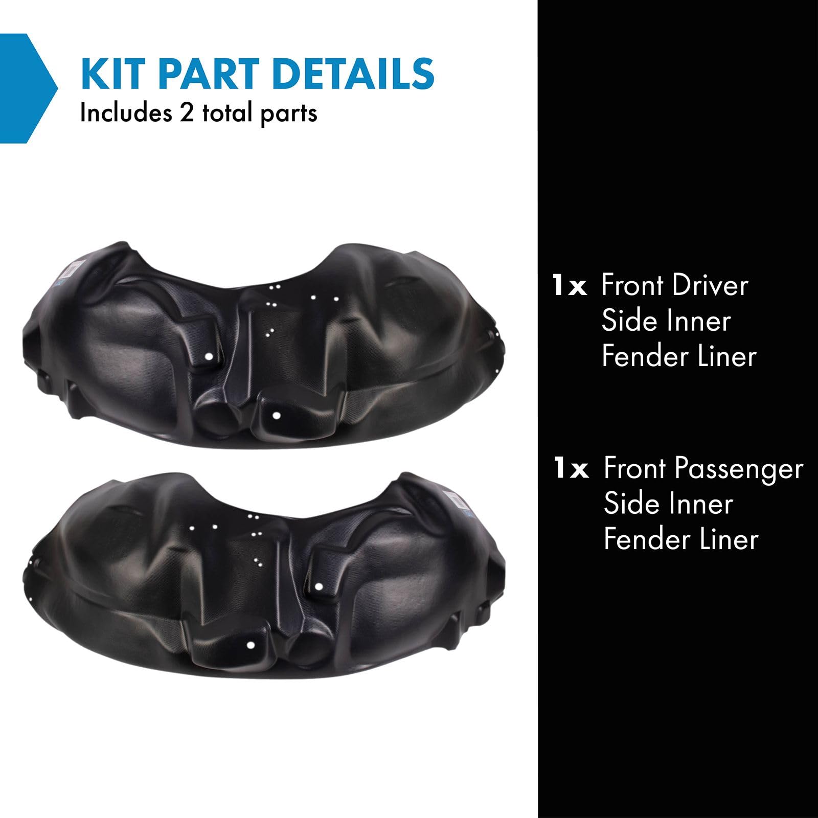 Trq Front Inner Fender Liner Set Compatible With 2009-2014 Ford F-150 Fo1248138 Fo1249138