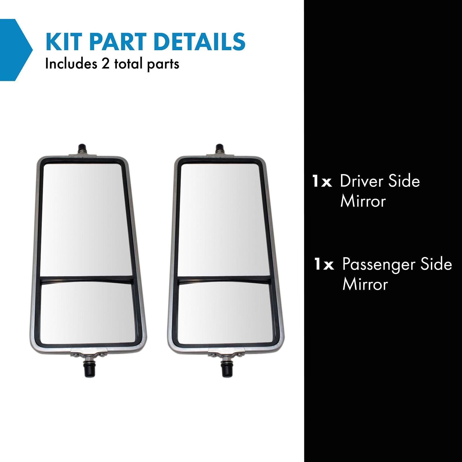 Trq West Coast Mirror Manual 16 X 7 Inch Stainless Steel Bubble Back Convex Glass For Hd Semi Truck