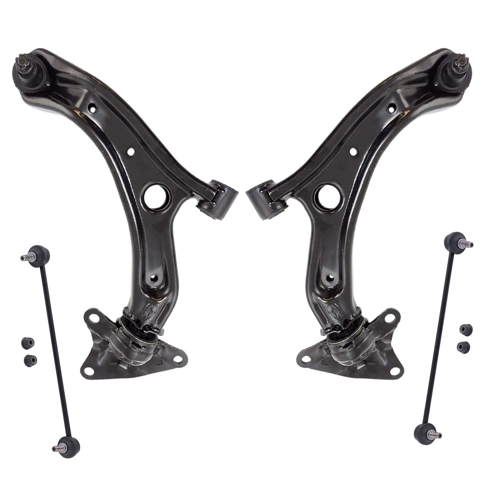 TRQ Front Suspension Kit Control Arm with Ball Joint Sway Bar Stabilizer Link Compatible with 2009-2013 Honda Fit 2010-2011 Insi