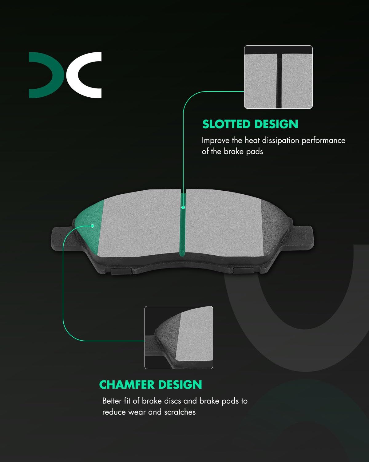 Scitoo Front Disc Brake Pad Set 4Pcs W/Hardware Fit For Nissan For Versa 2012-2019,For Nissan For Versa Note 2014-2019