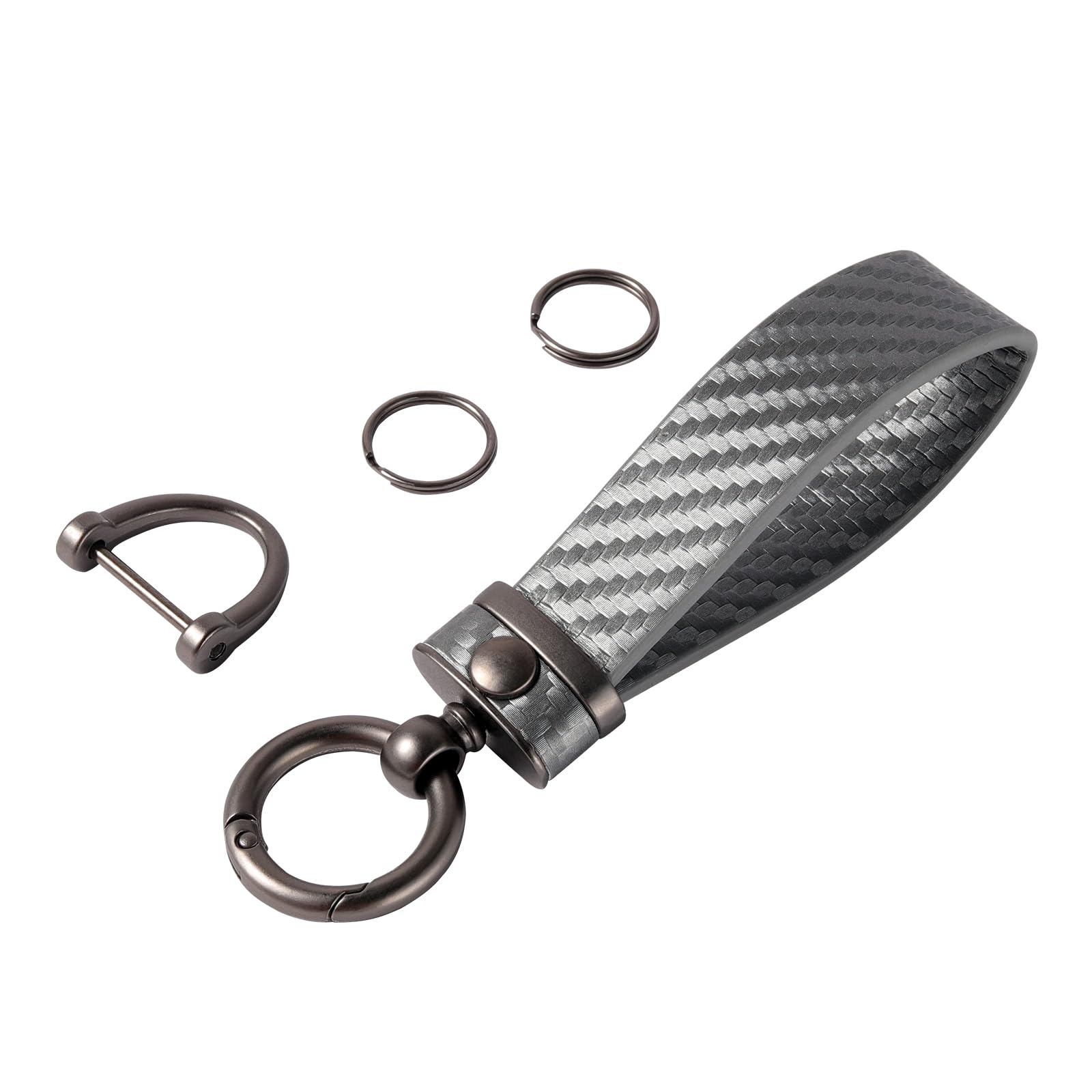 Dekewei Carbon Fiber Car Keychain Microfiber Leather Key Chain,Universal Car Key Holder For Men And Women,Car Key Fob With Anti-