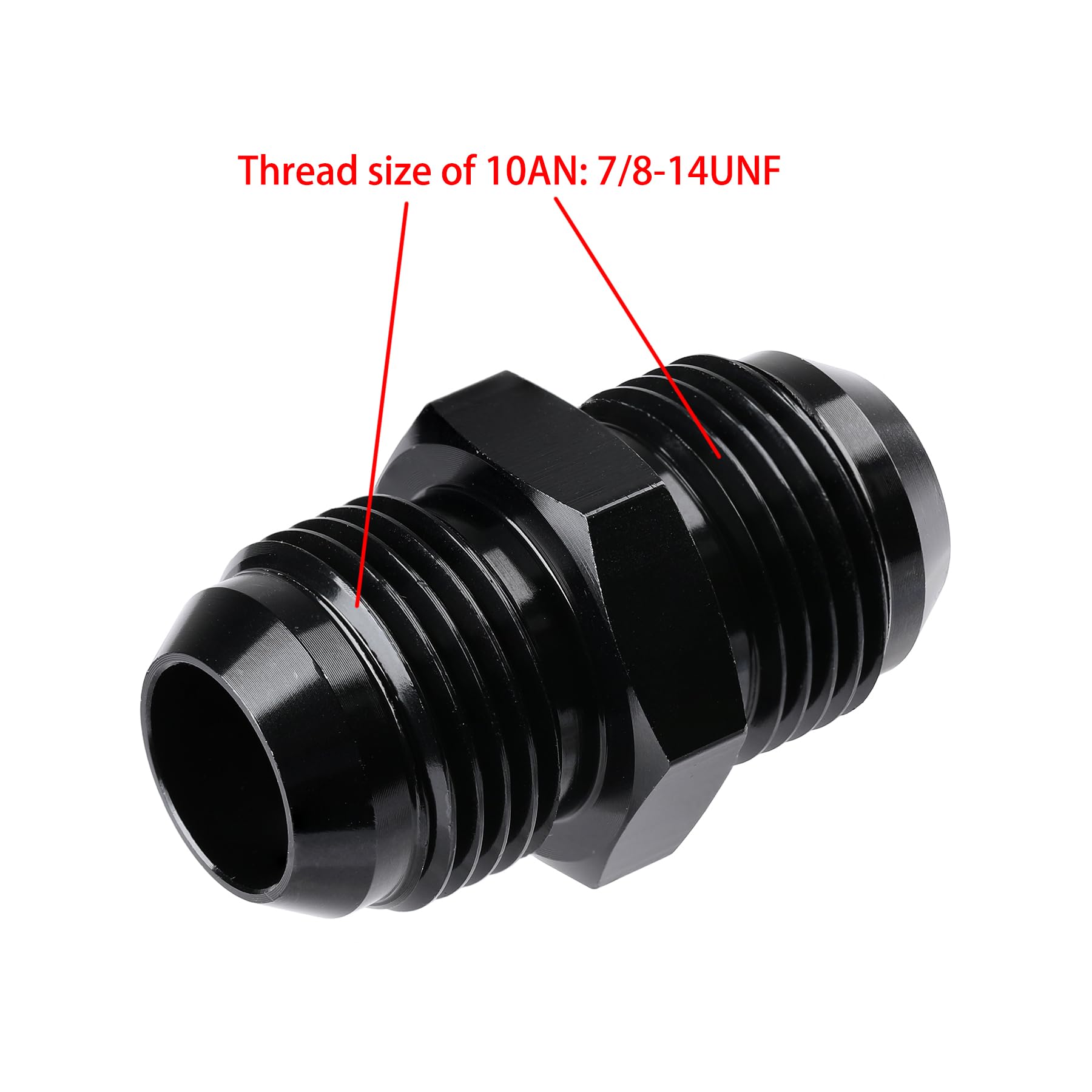 Ucreative 10An To 10An Male Flare Coupler Union Straight Fuel Hose Fitting Black (2Pcs)