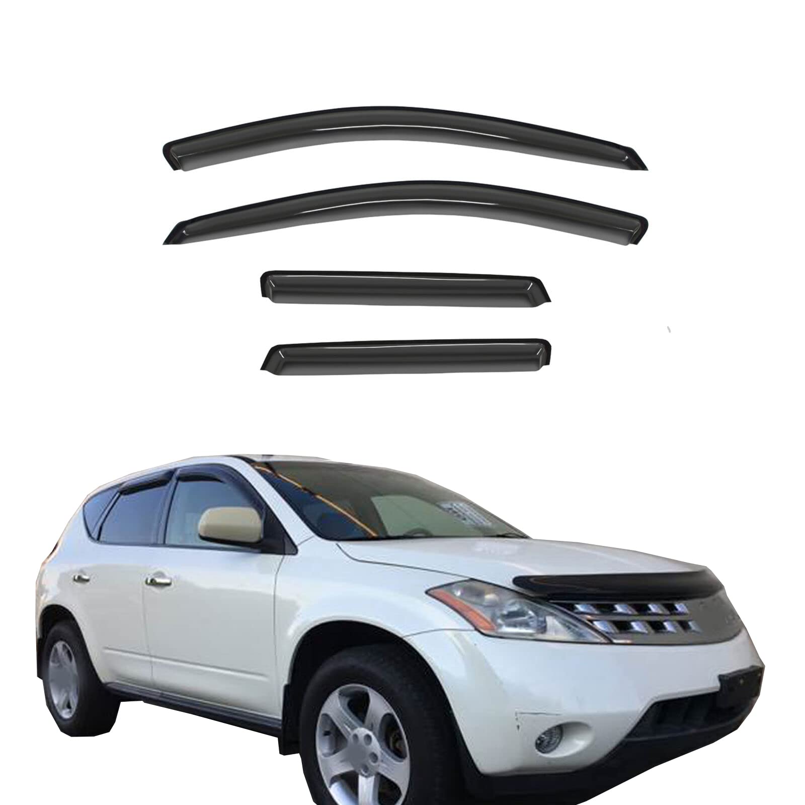 Gldifa Smoke Sun/Rain Guards Window Visors Compatible With 2003-2008 Nissan Murano Wind Deflector 4Pc 94921