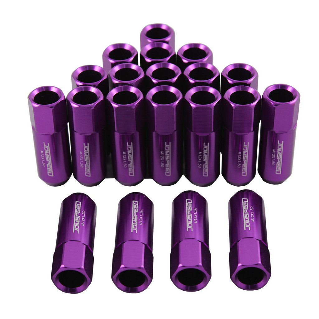 Jdmspeed Purple 60Mm Aluminum Extended Tuner Lug Nuts Replacement For Wheel Rims M12X1.5 20Pcs