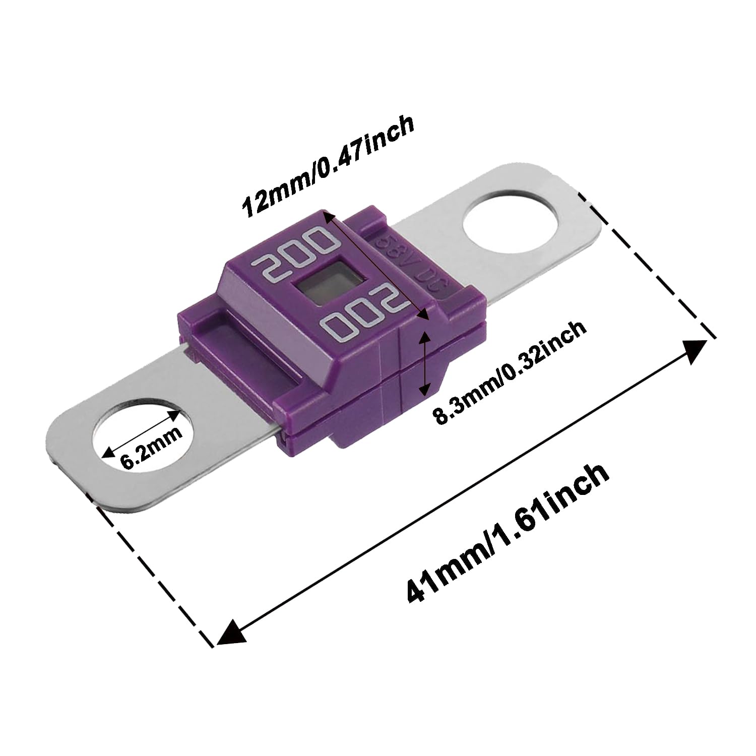 Bojack 200 Amp Ami/Midi Fuse Holders And High Current Bolt-On Midi Fuses 200A For Cars Trucks Vehicles (Pack Of 2