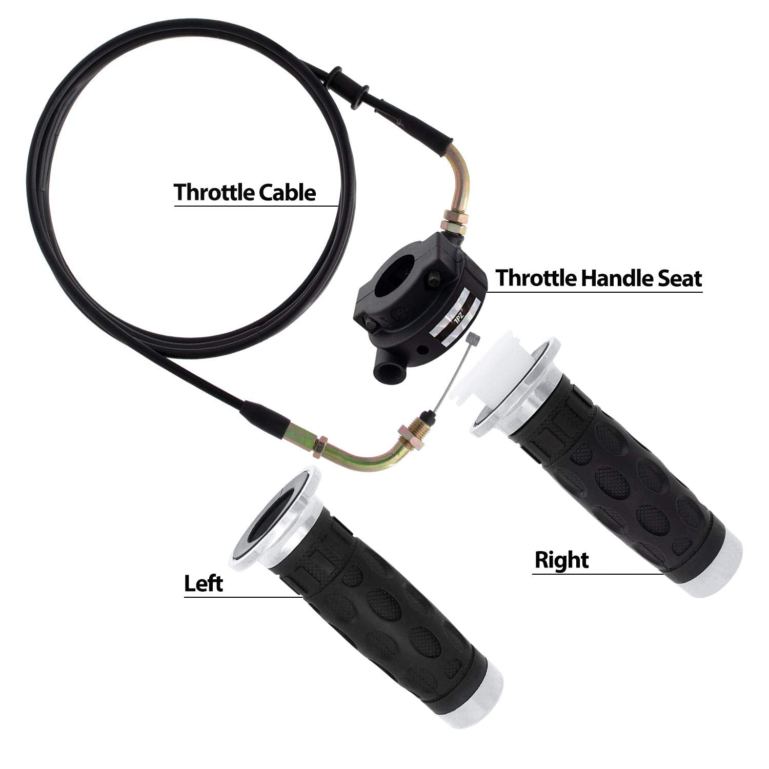 1Pz Gs1-S78 7/8' Universal Throttle Twist Grip Set With Throttle Cable For 50Cc 80Cc 125Cc 150Cc Gy6 4 Stroke Scooter Motorcycle Moped Atv Qmb139 157Qmj Jonway Roketa Nst Taotao