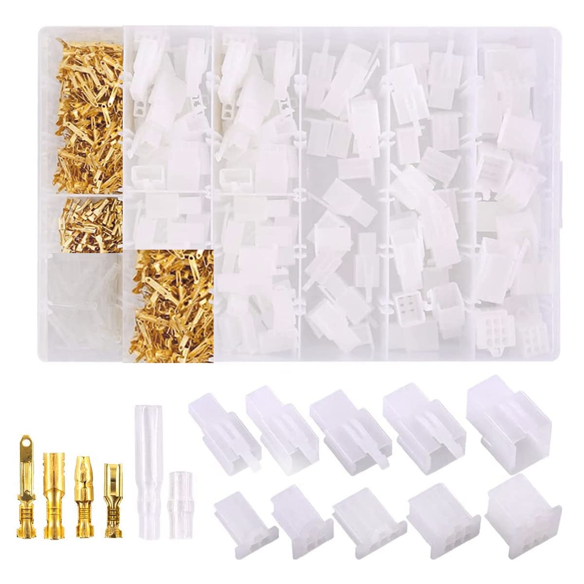 Gffg 720Pcs Automotive Electrical Wire Connectors Kit, 2.8Mm 2 3 4 6 9 Pin Automotive Electrical Wire Connectors Pin Header Crim