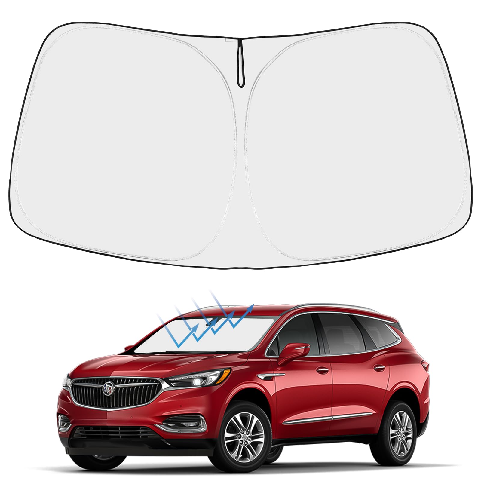 Proadsy 2025 Upgrade Front Windshield Sunshade Foldable Sun Shade Sun Visor Protector Custom Fit 2018-2023 2024 2025 Buick Enclave Preferred Essence Premium Accessories