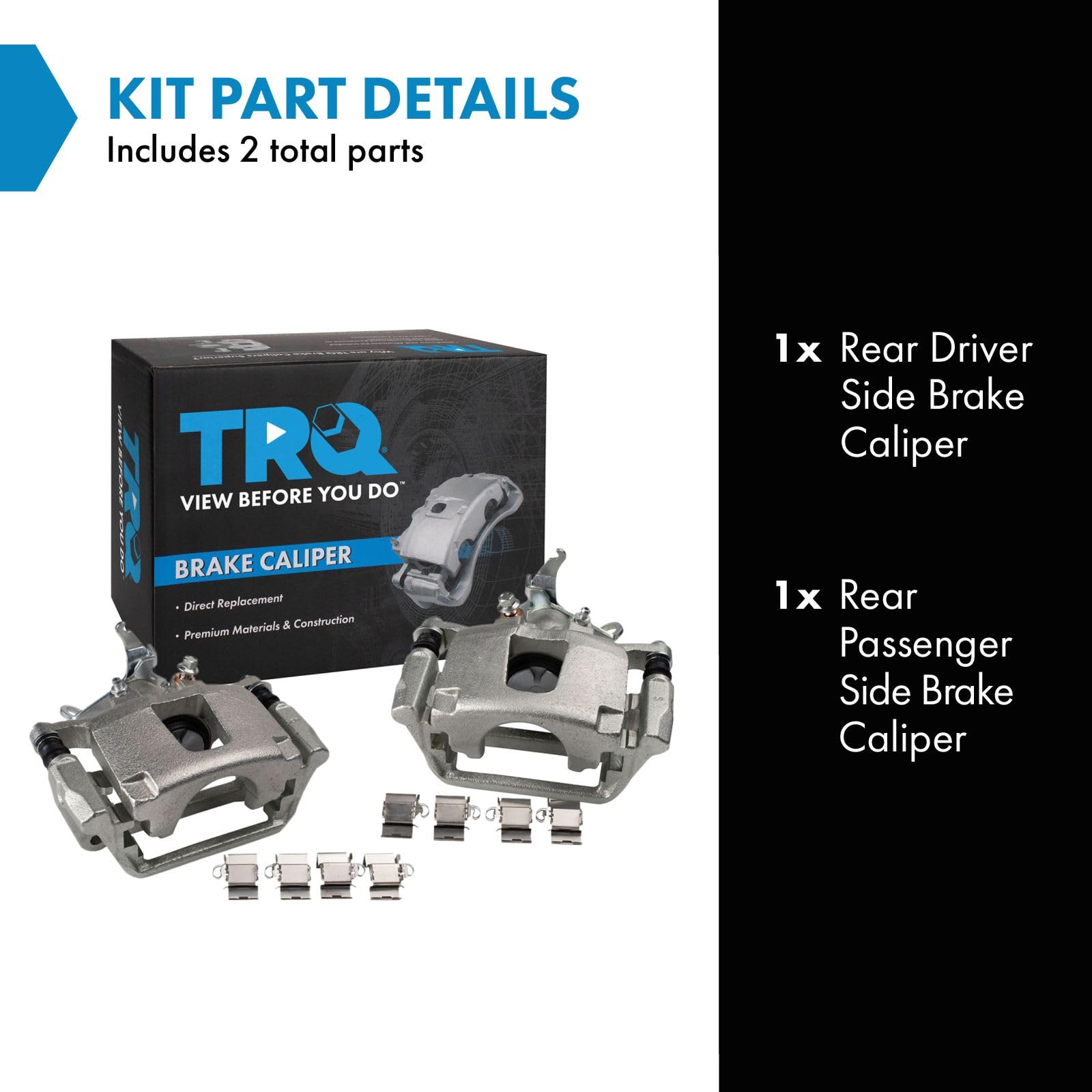Trq Rear Brake Caliper Set Compatible With 2012-2018 Dodge Journey