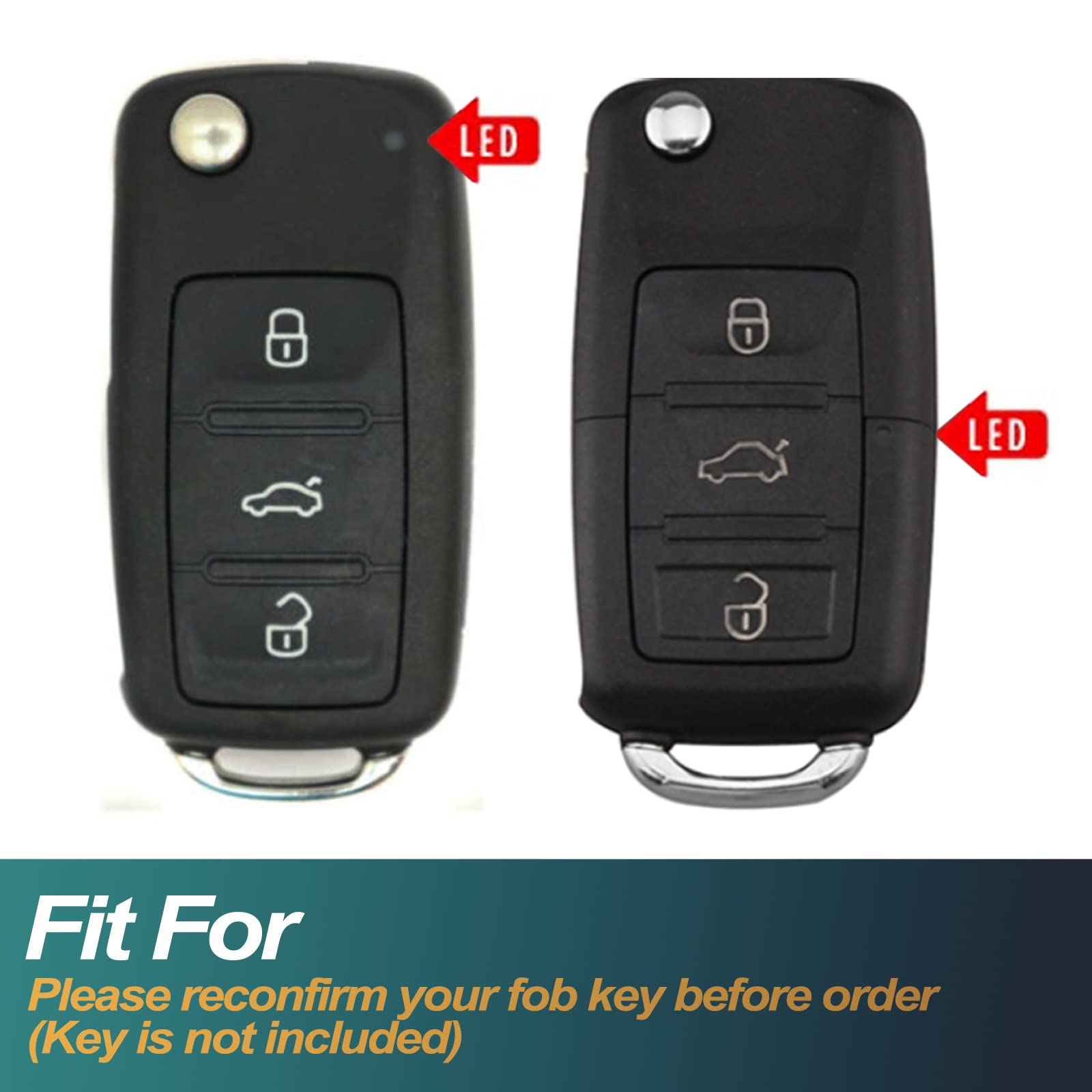 Feyoun Key Fob Cover Compatible With Vw Volkswagen Atlas Golf Gti Jetta Passat Tiguan Touareg Beetle Flip 3 Buttons Tpu Remote K
