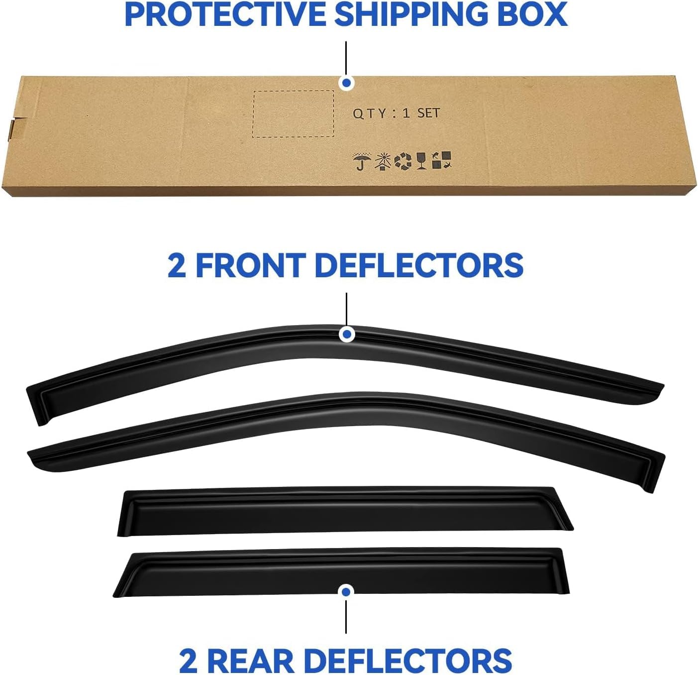 Window Visors Rain Guards Shield for 2011-2021 Jeep Grand Cherokee, Out-Channel Window Vent Wind Deflectors Visors Shades for 11