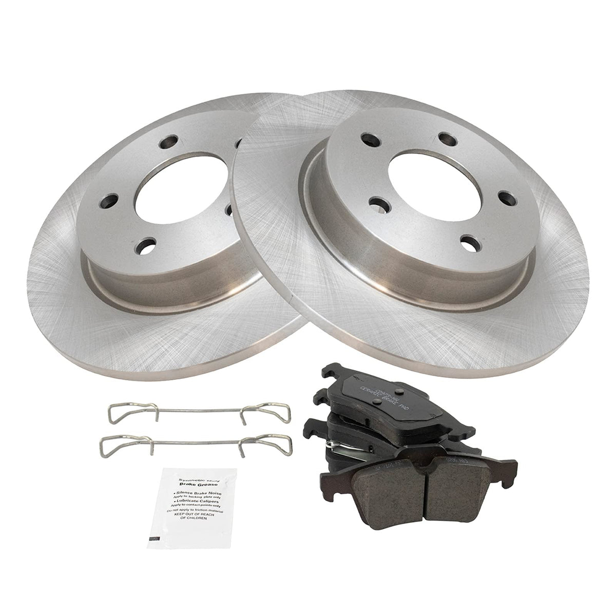 TRQ Rear Brake Pad & Rotor Kit Brake Pads Brake Rotor Ceramic Compatible with 2004-2005 Mazda 3